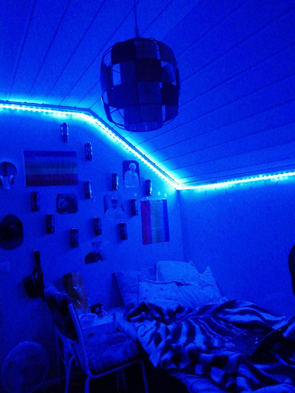 Blue Room, electric blue LED light, disco ball, HD Phone Wallpaper