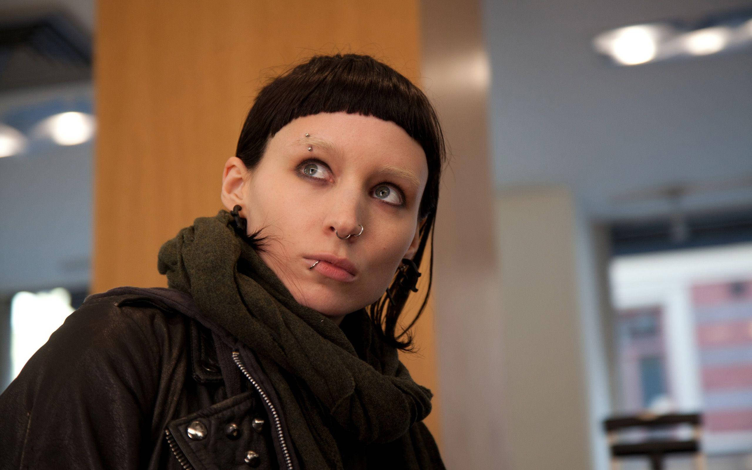 Rooney Mara, short dark hair, multiple facial piercings, 2K Desktop Wallpaper