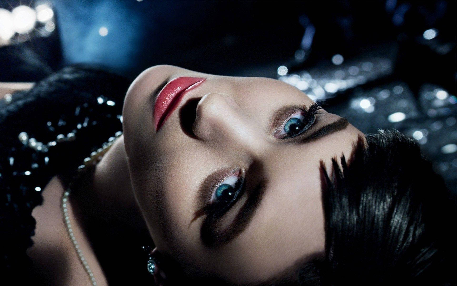 Rooney Mara, blue eyes, red lips, Full HD Desktop Wallpaper