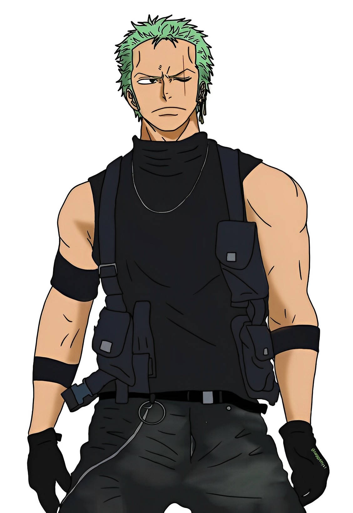 Roronoa Zoro, spiky green hair, black tactical gear, HD Phone Wallpaper