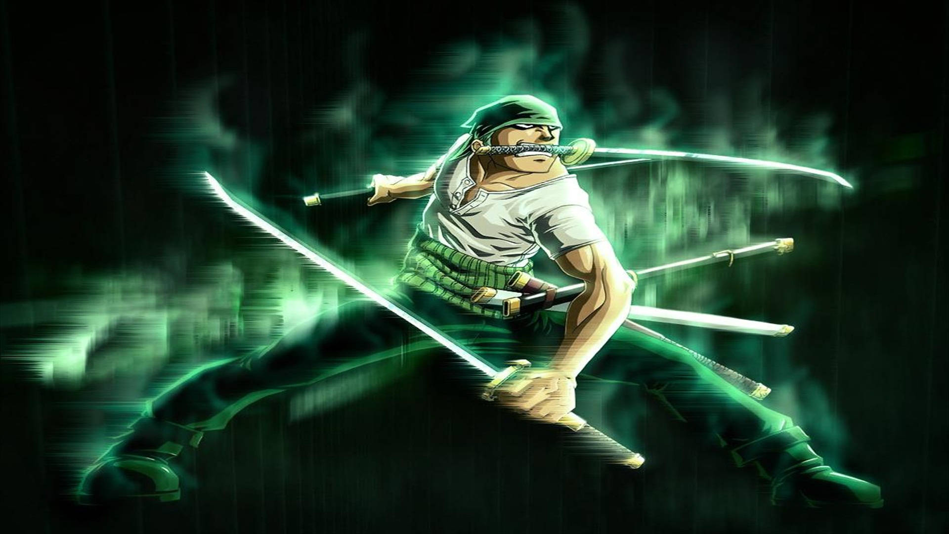 Roronoa Zoro, green bandana, mustache, Full HD Desktop Wallpaper