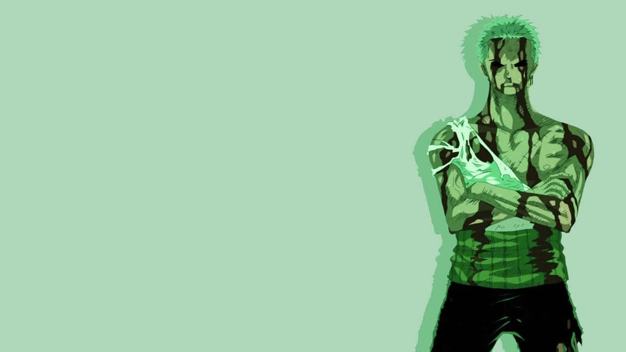 Roronoa Zoro, green hair, glowing green skin, SD Desktop Wallpaper