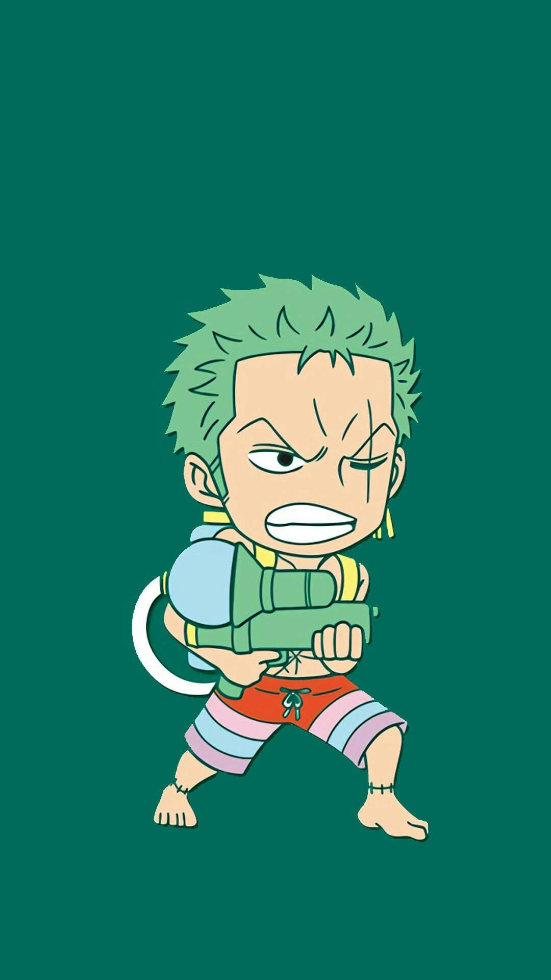 chibi anime drawing, Zoro, green hair, Full HD Phone Wallpaper