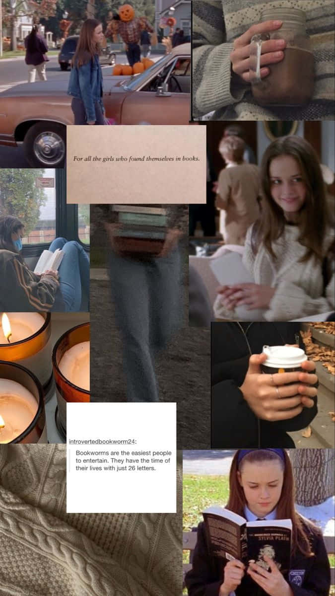 Rory Gilmore, cozy bookish moments, girls reading books, SD Phone Wallpaper