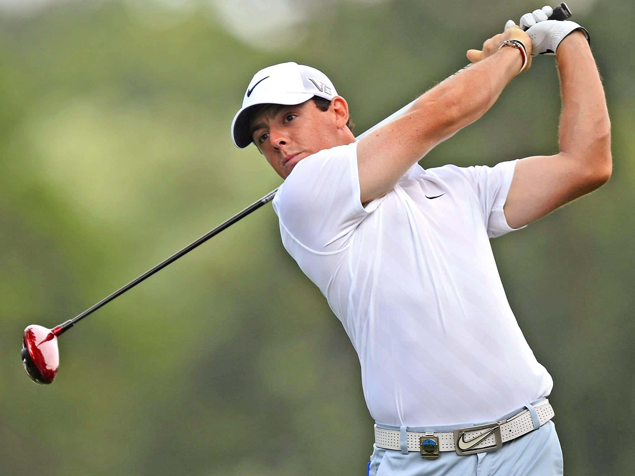 Rory Mcilroy, white Nike shirt, driver, Full HD Desktop Wallpaper