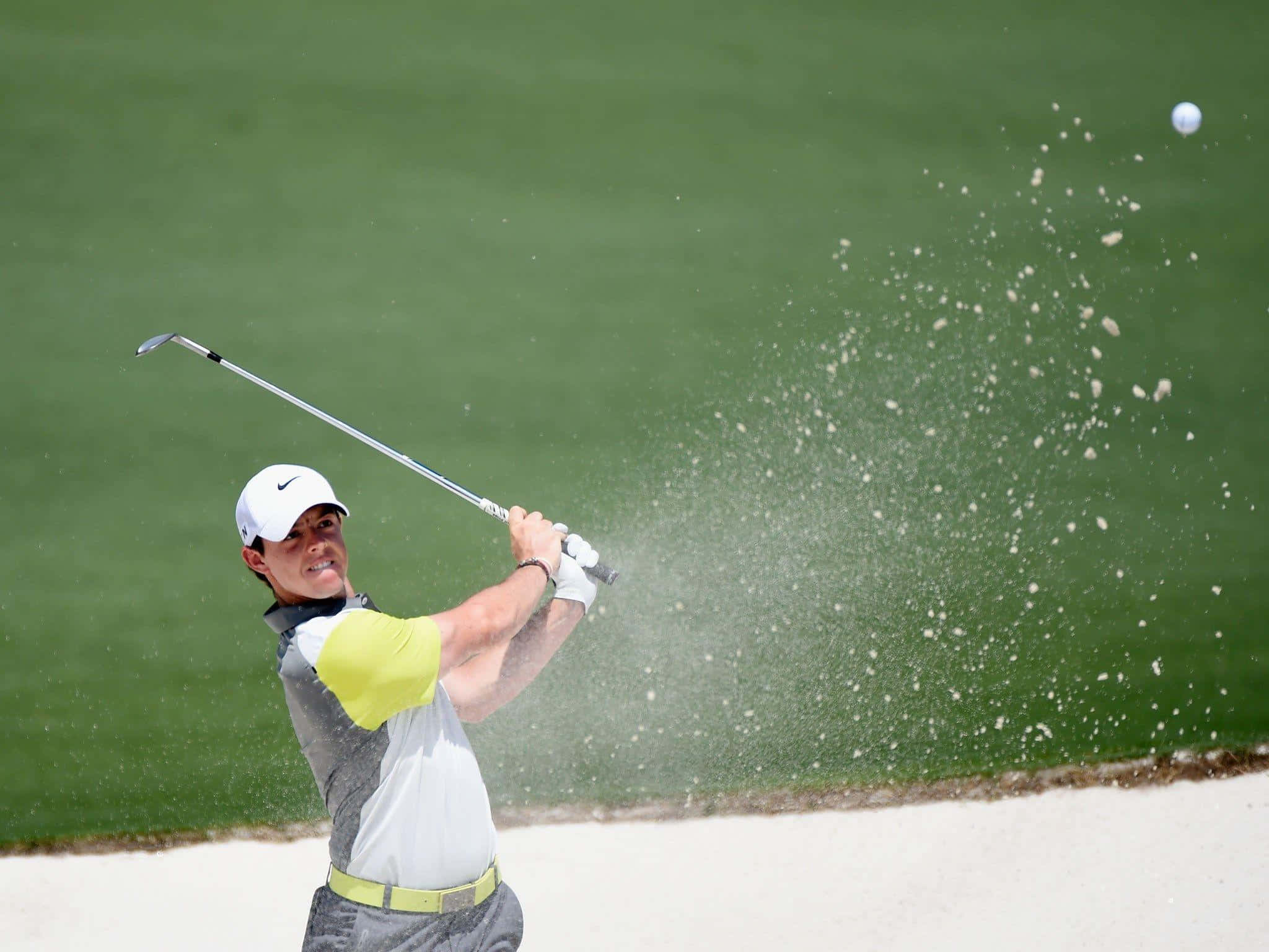 Rory Mcilroy, sand bunker, golf ball, Full HD Desktop Wallpaper