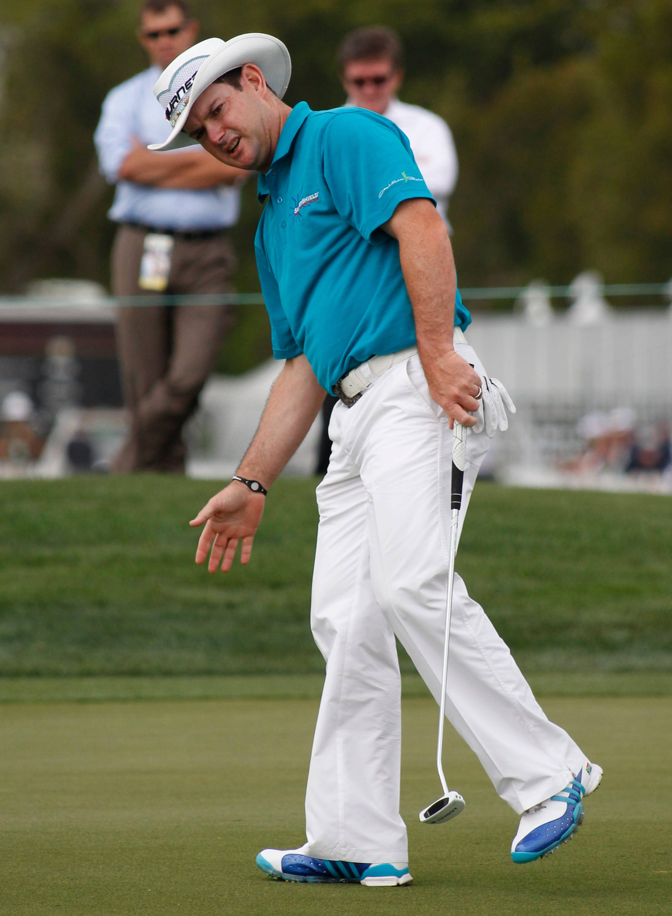 Rory Sabbatini, white cowboy hat, teal shirt, 2K Phone Wallpaper