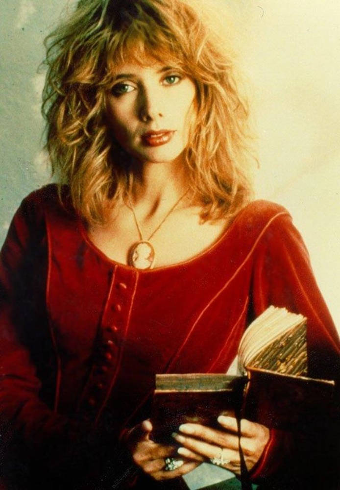 Rosanna Arquette, voluminous blonde hair, rich red velvet dress, SD Phone Wallpaper