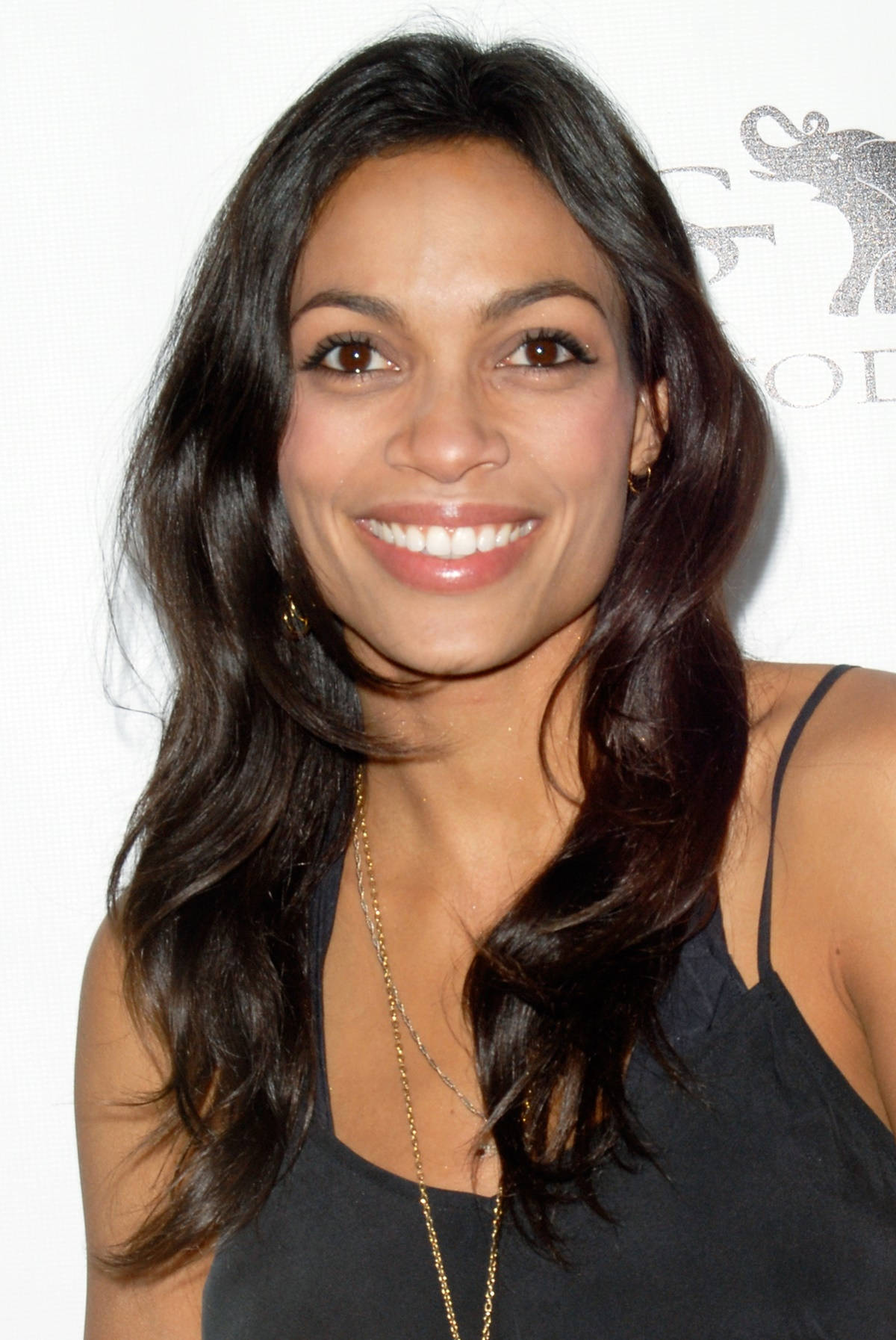 Rosario Dawson, black top, gold jewelry, HD Phone Wallpaper