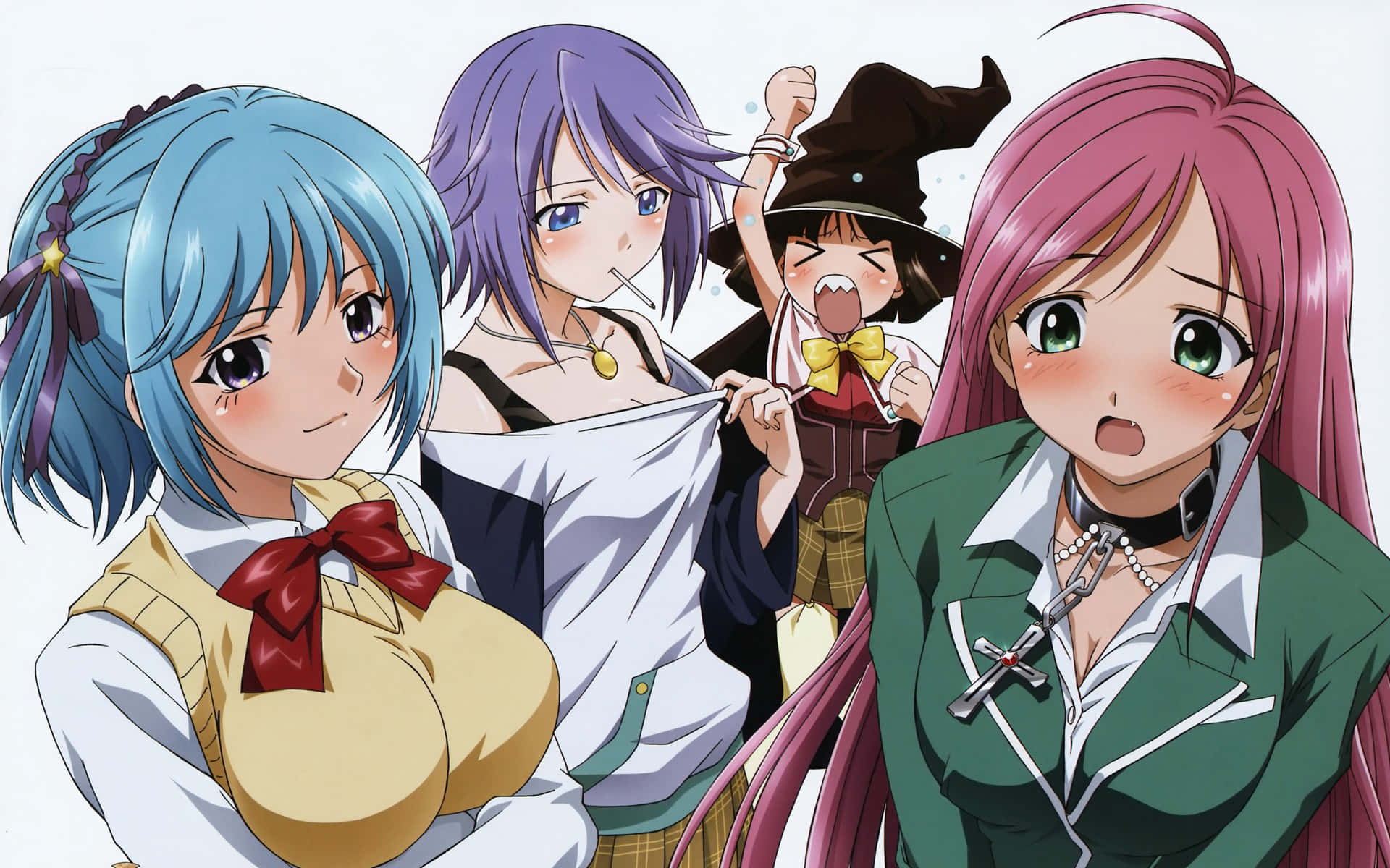 Rosario + Vampire, anime girls, school uniforms, Full HD Desktop Wallpaper
