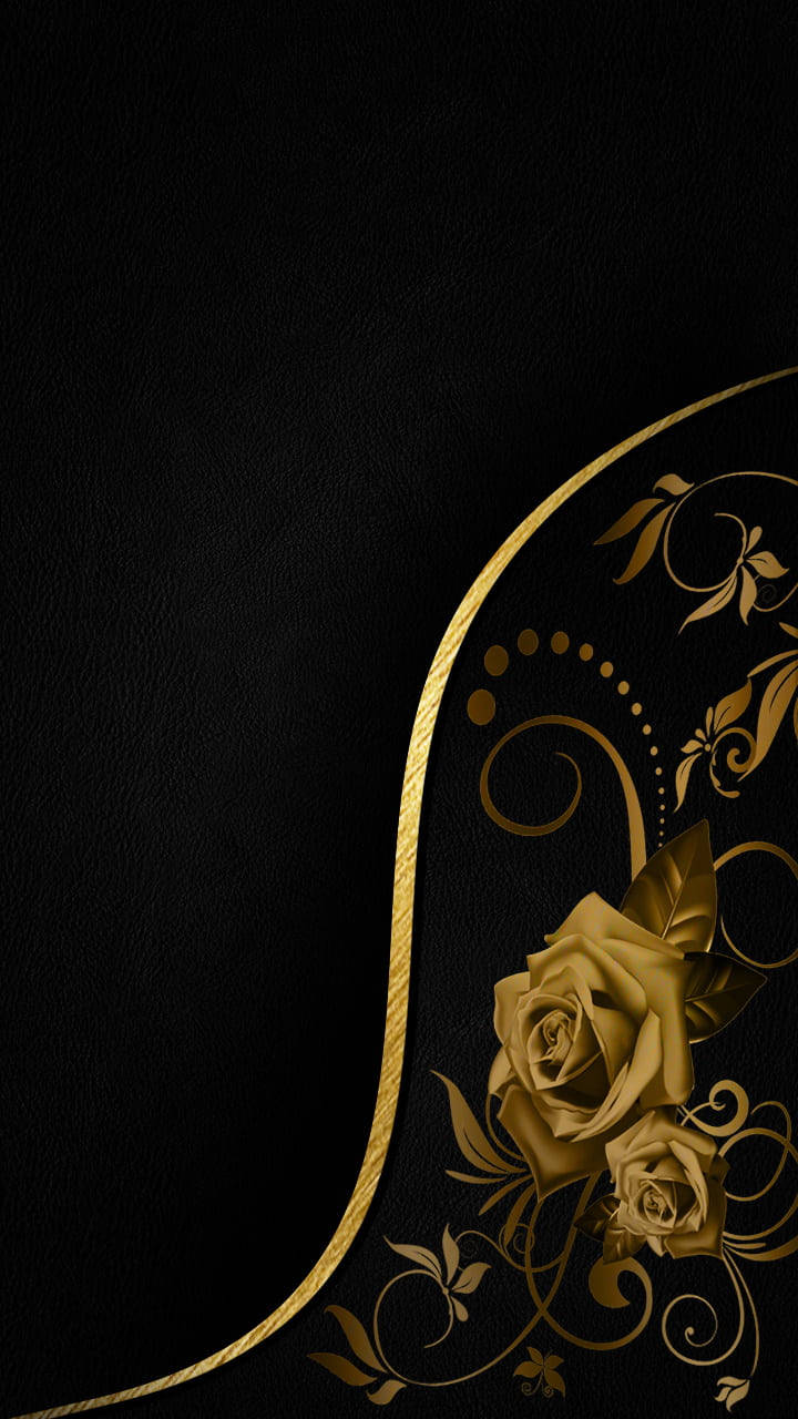 Roses Black And Gold iPhone, golden roses, swirling vines, HD Phone Wallpaper