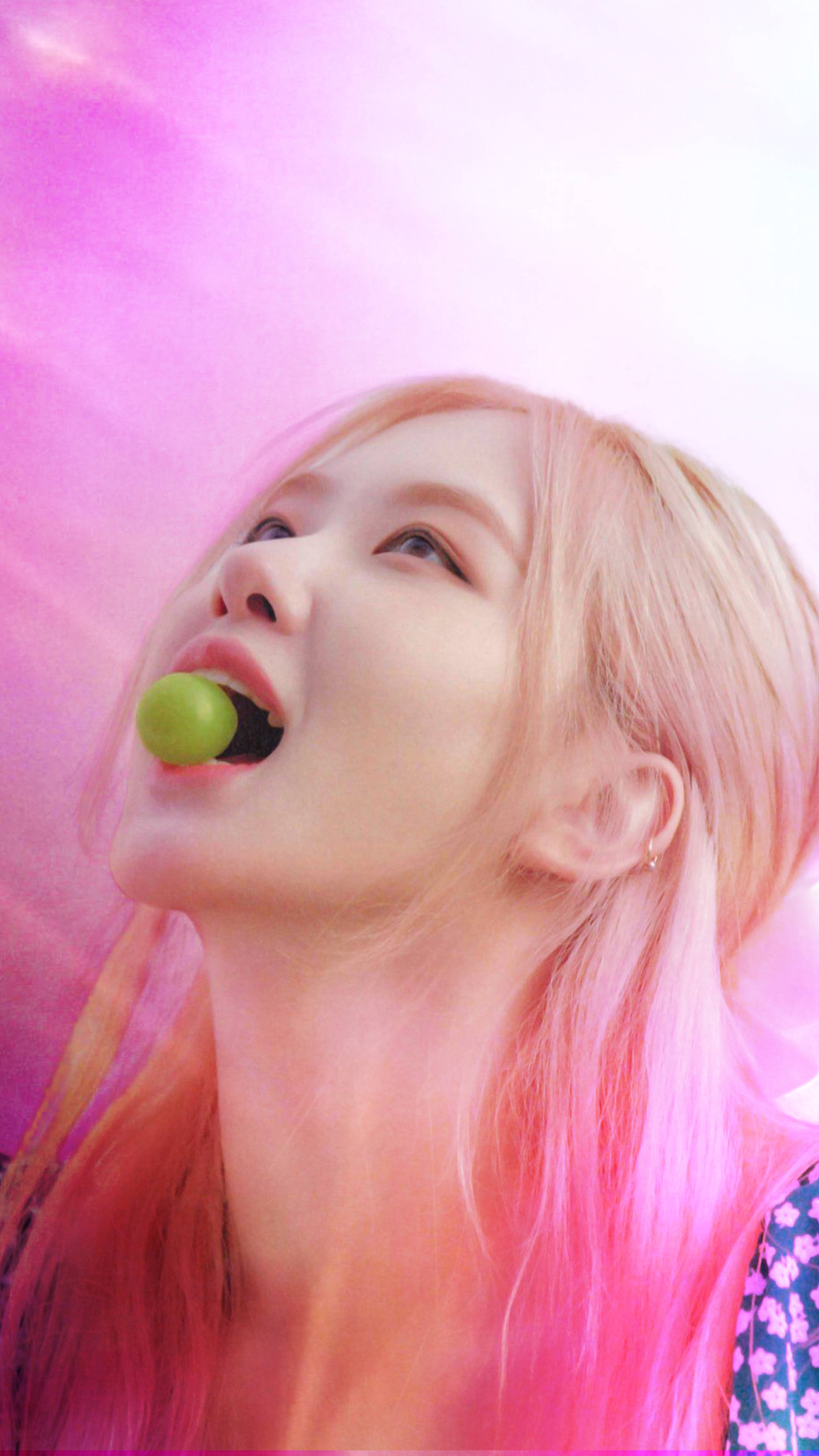 Rose Blackpink, pink hair, green grape, 4K Phone Wallpaper
