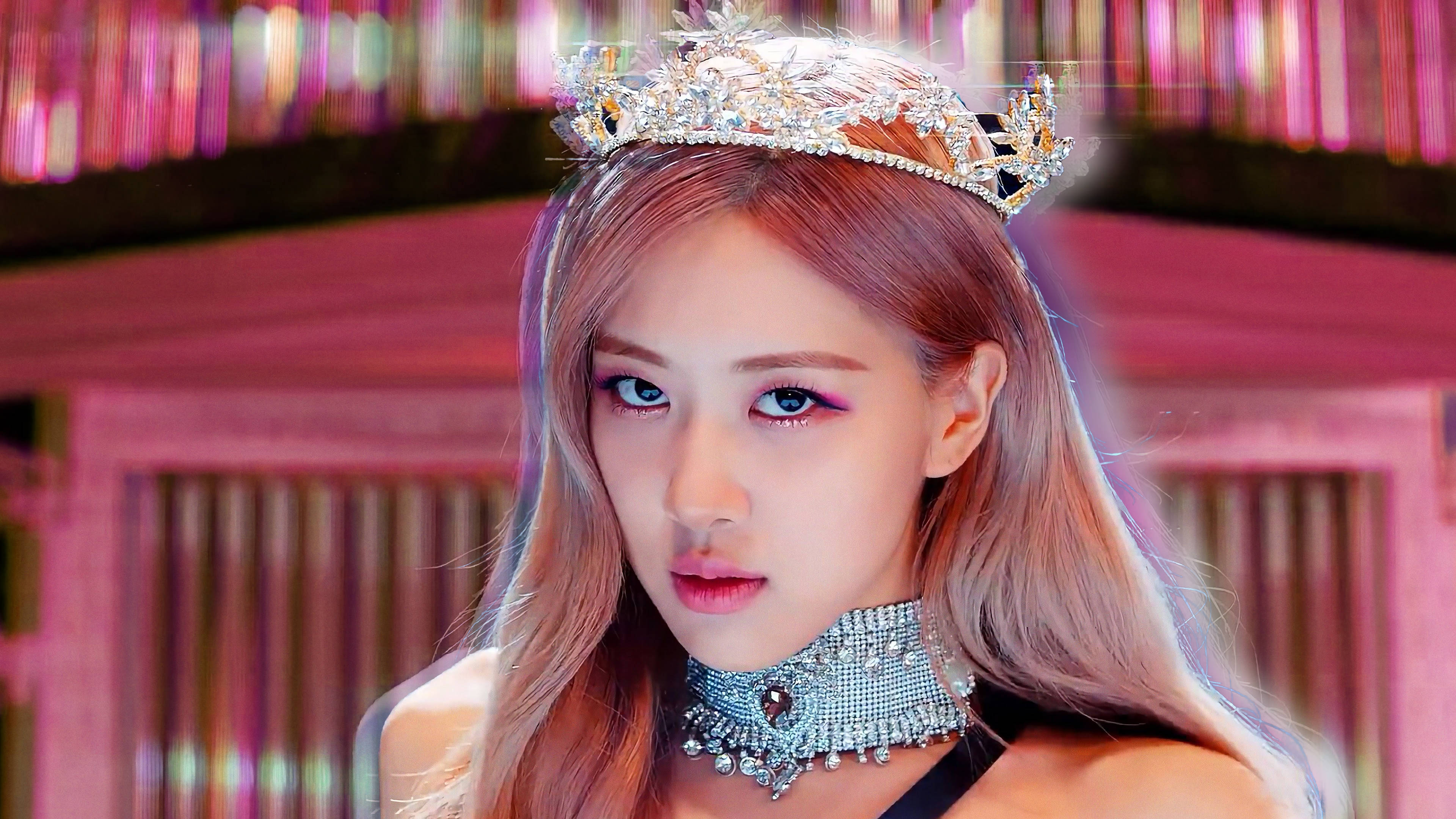 Rose Blackpink, jeweled crown, choker, 4K Desktop Wallpaper