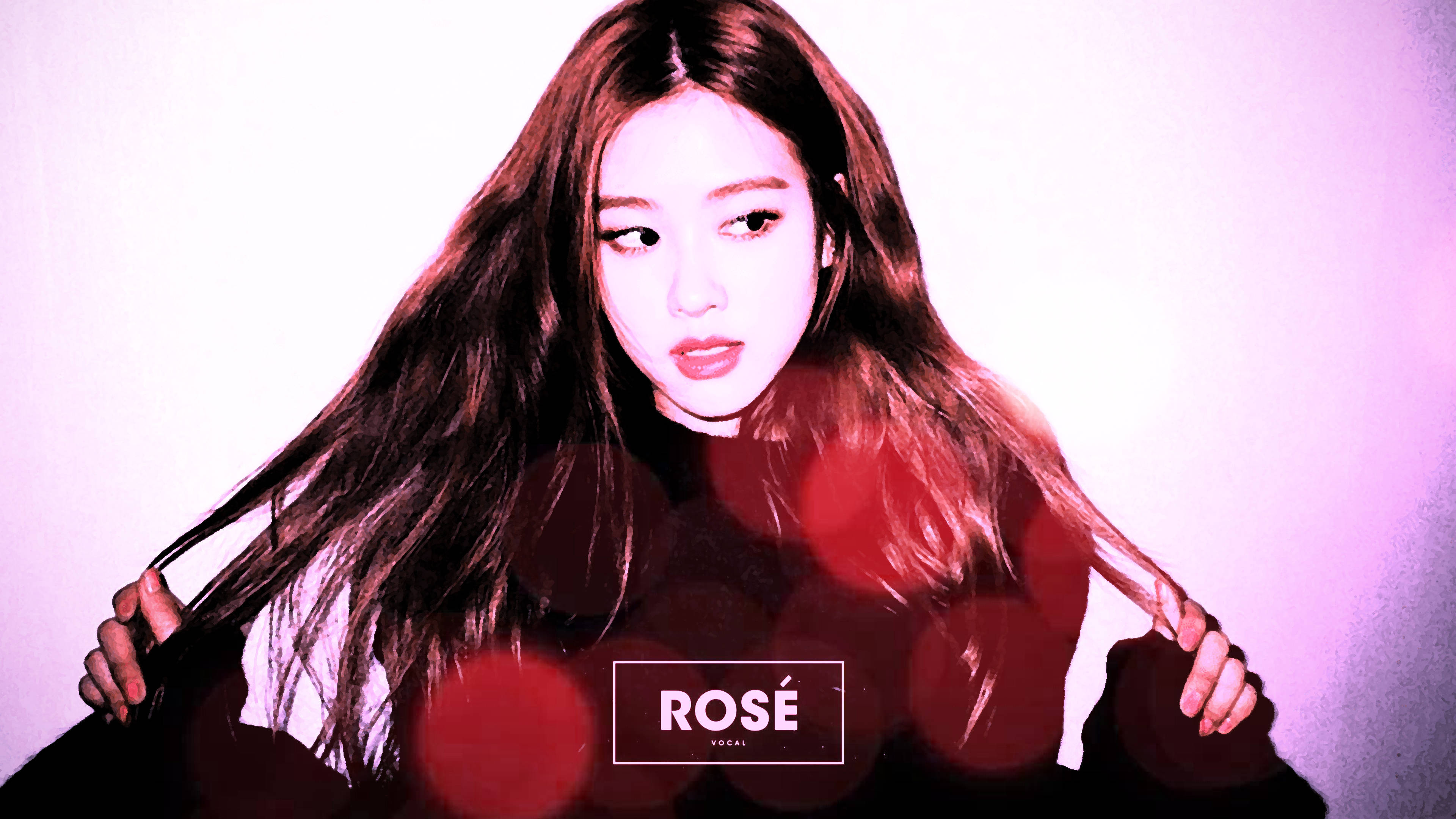 Red Rose Blackpink Logo, woman, long dark hair, 4K Desktop Wallpaper