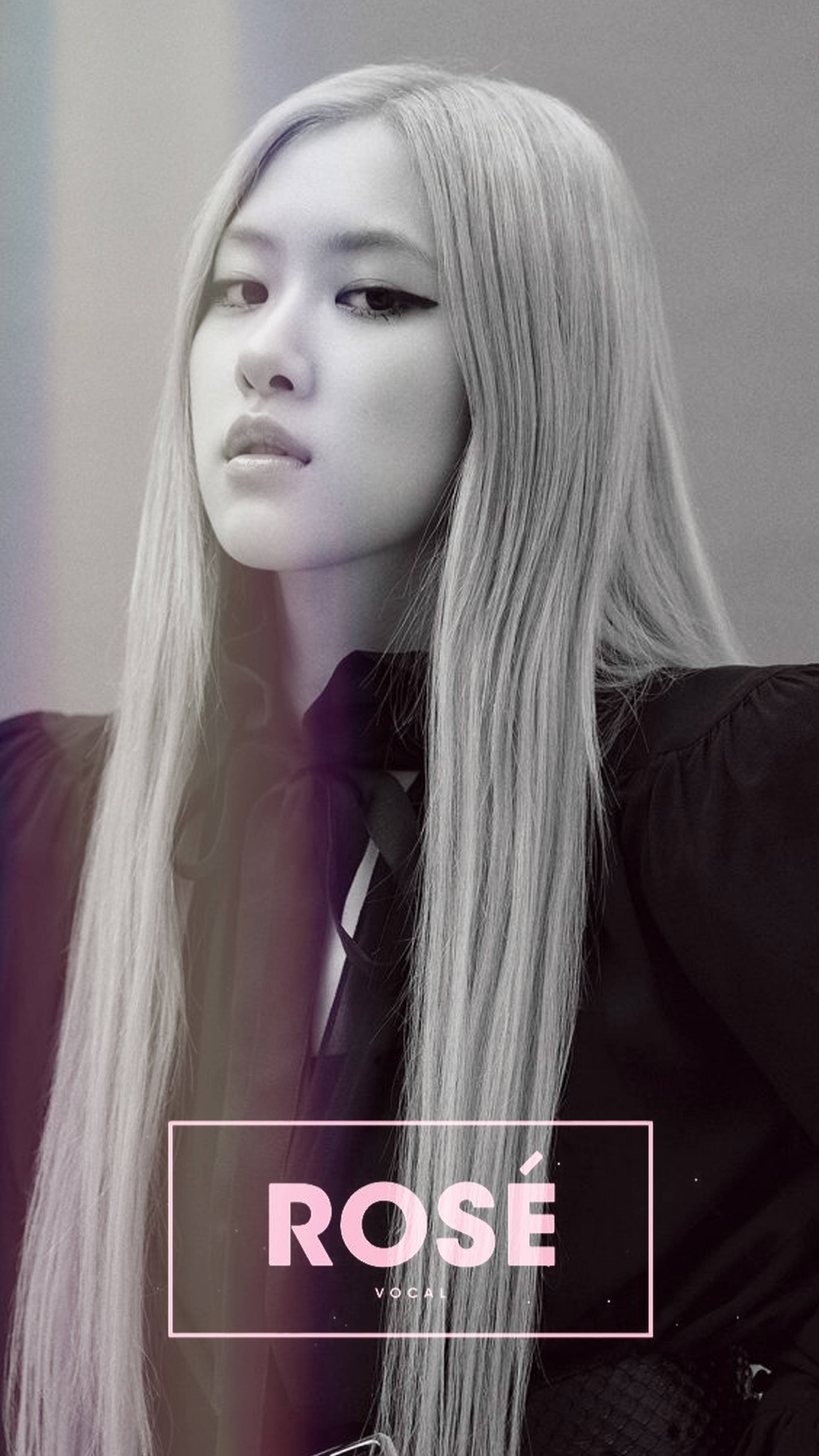 Rose Blackpink, vocal logo, silver hair, 4K Phone Wallpaper
