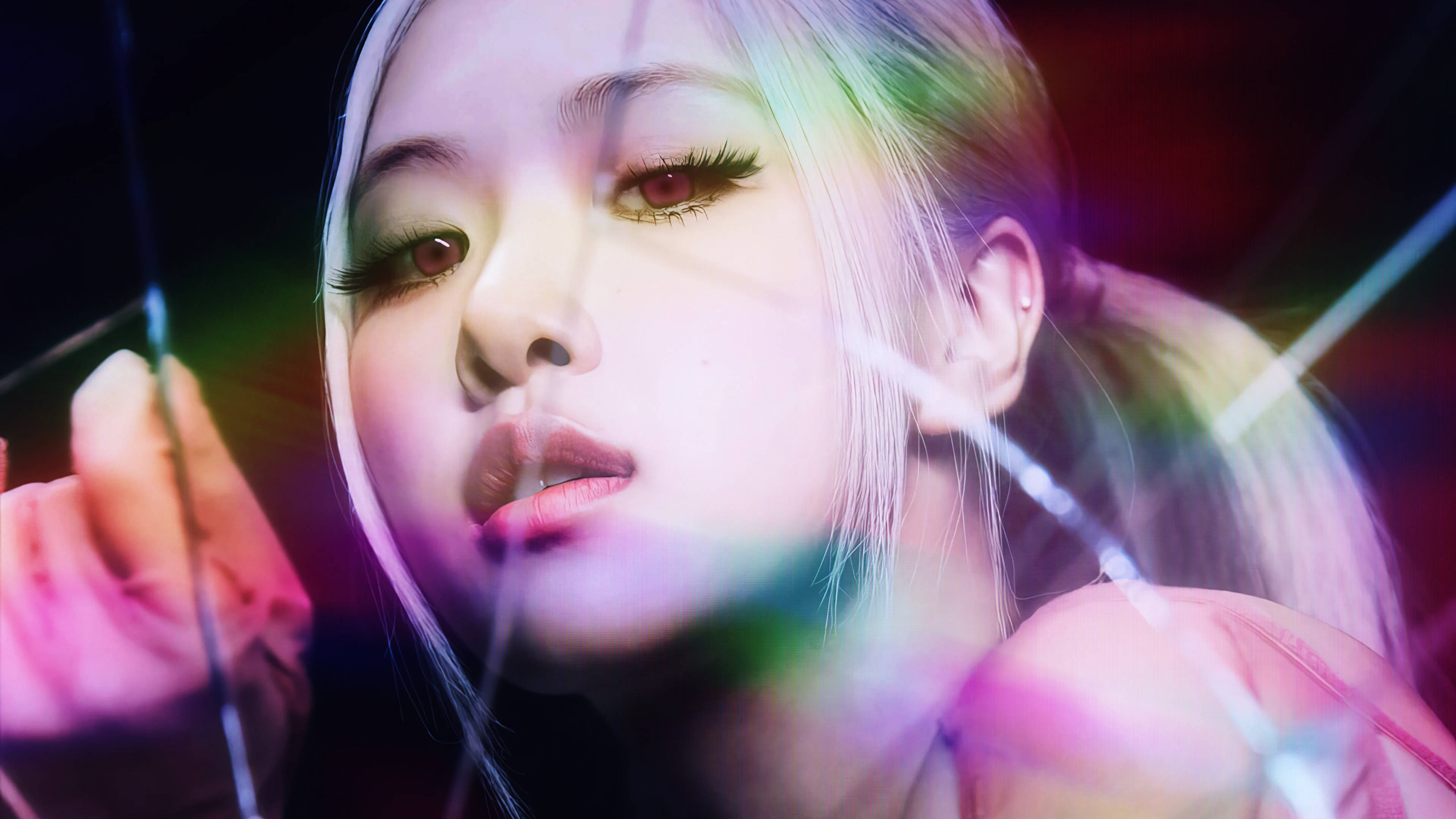 Rose Blackpink, broken mirror, neon lights, 4K Desktop Wallpaper