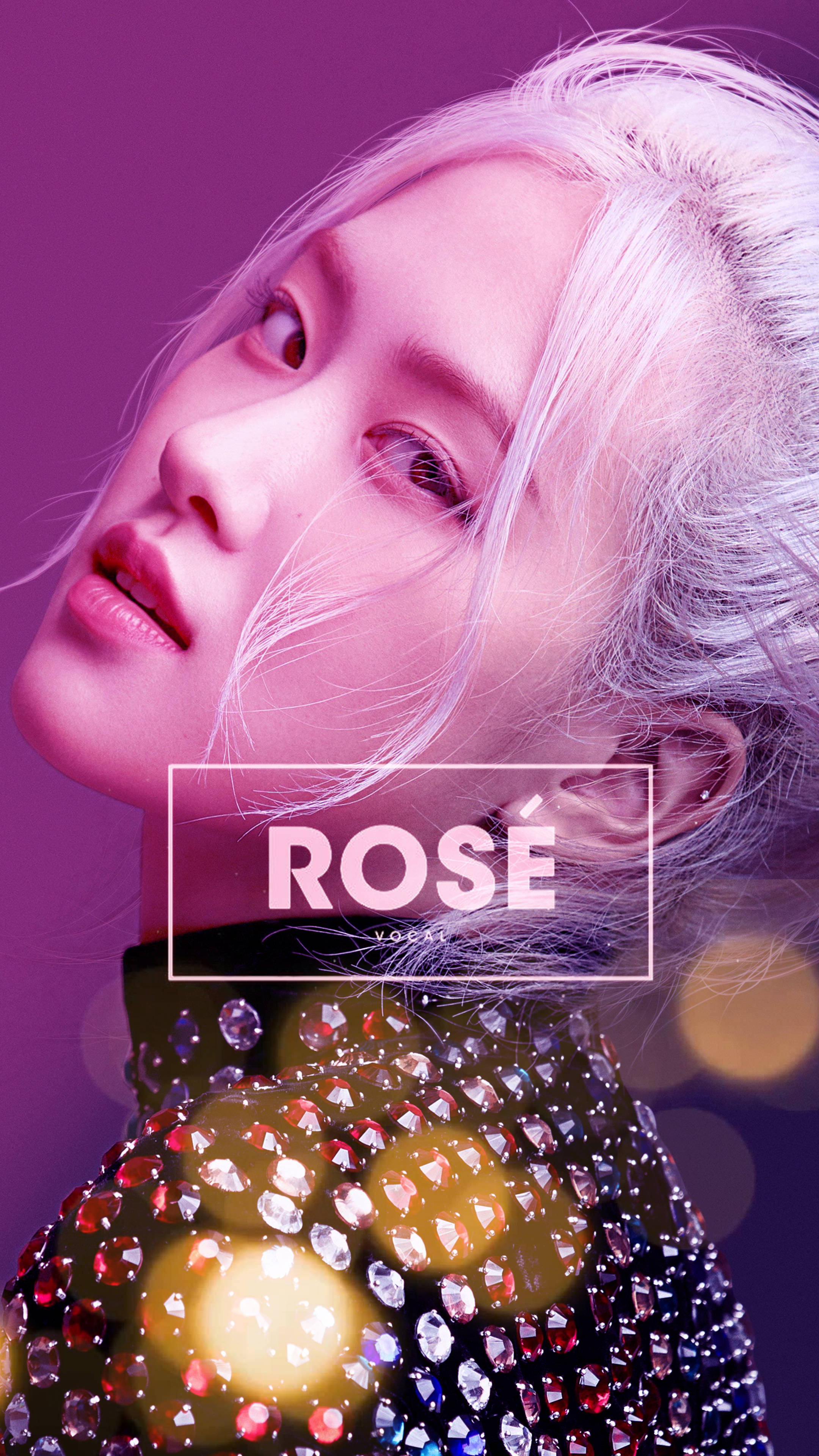 Blonde Rose Blackpink, platinum blonde hair, sparkling jeweled top, 4K Phone Wallpaper