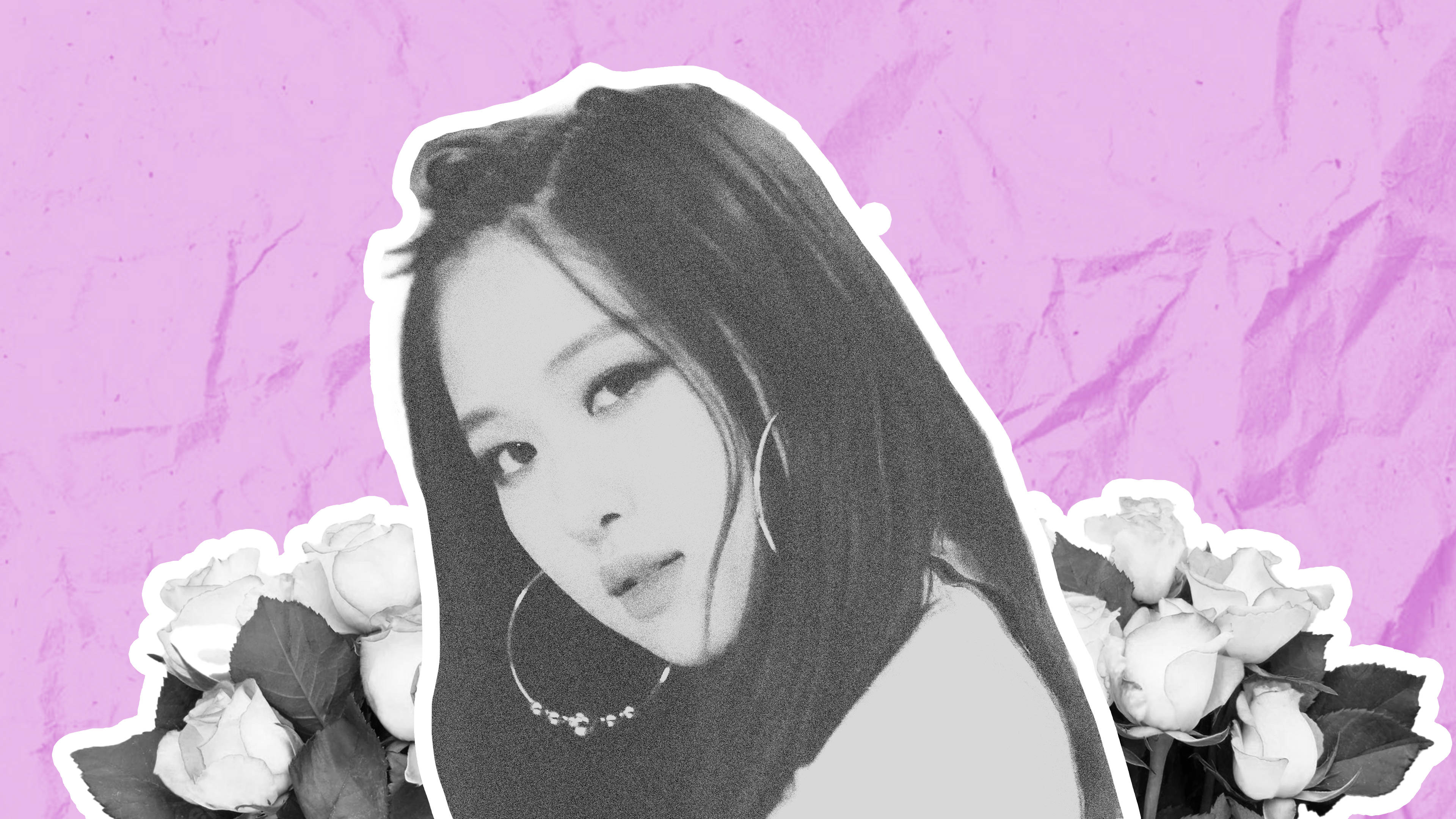 Rose Blackpink, hoop earrings, white roses, 4K Desktop Wallpaper