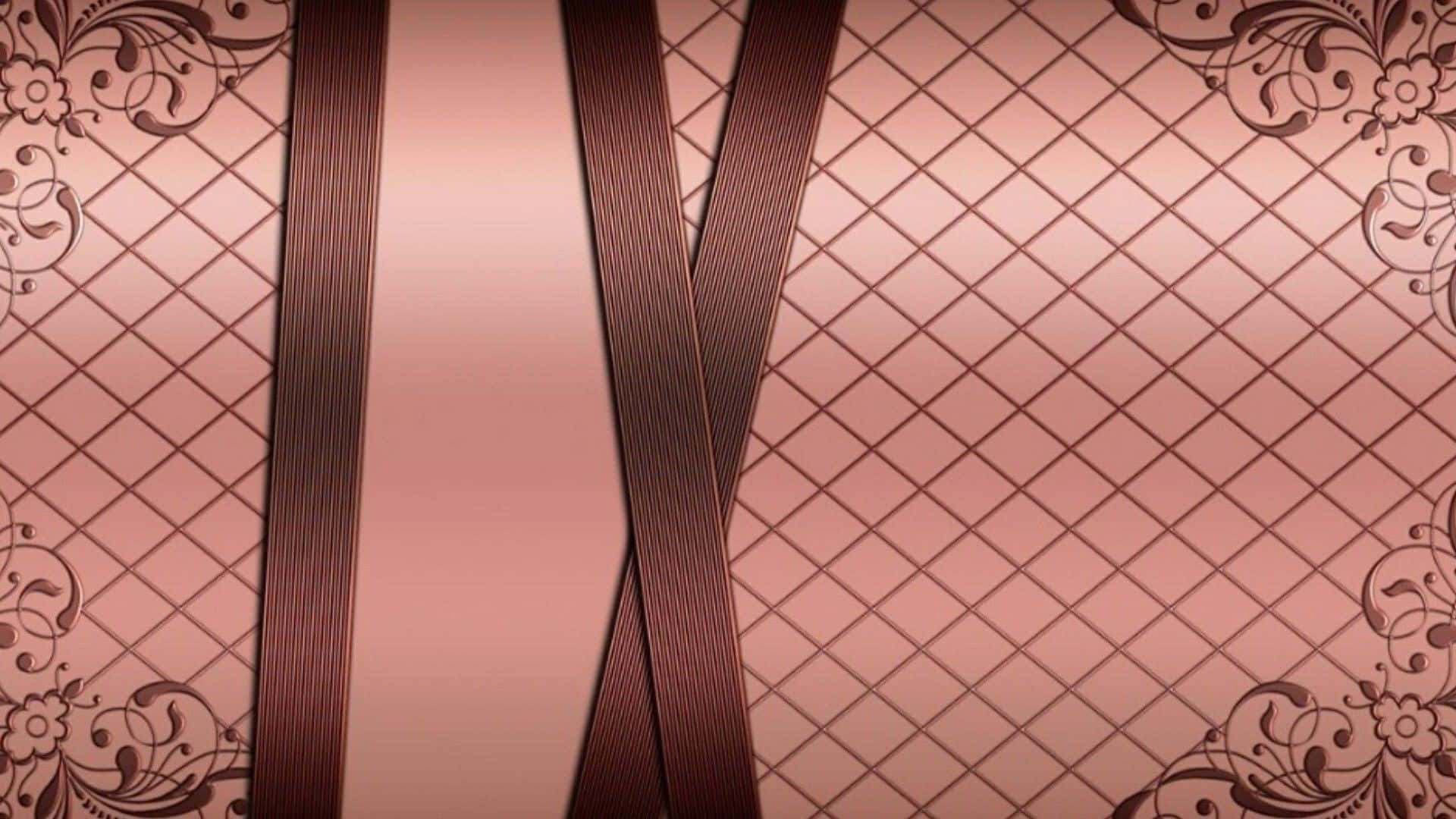 rose gold, diamond grid pattern, ornate floral corners, Full HD Desktop Wallpaper
