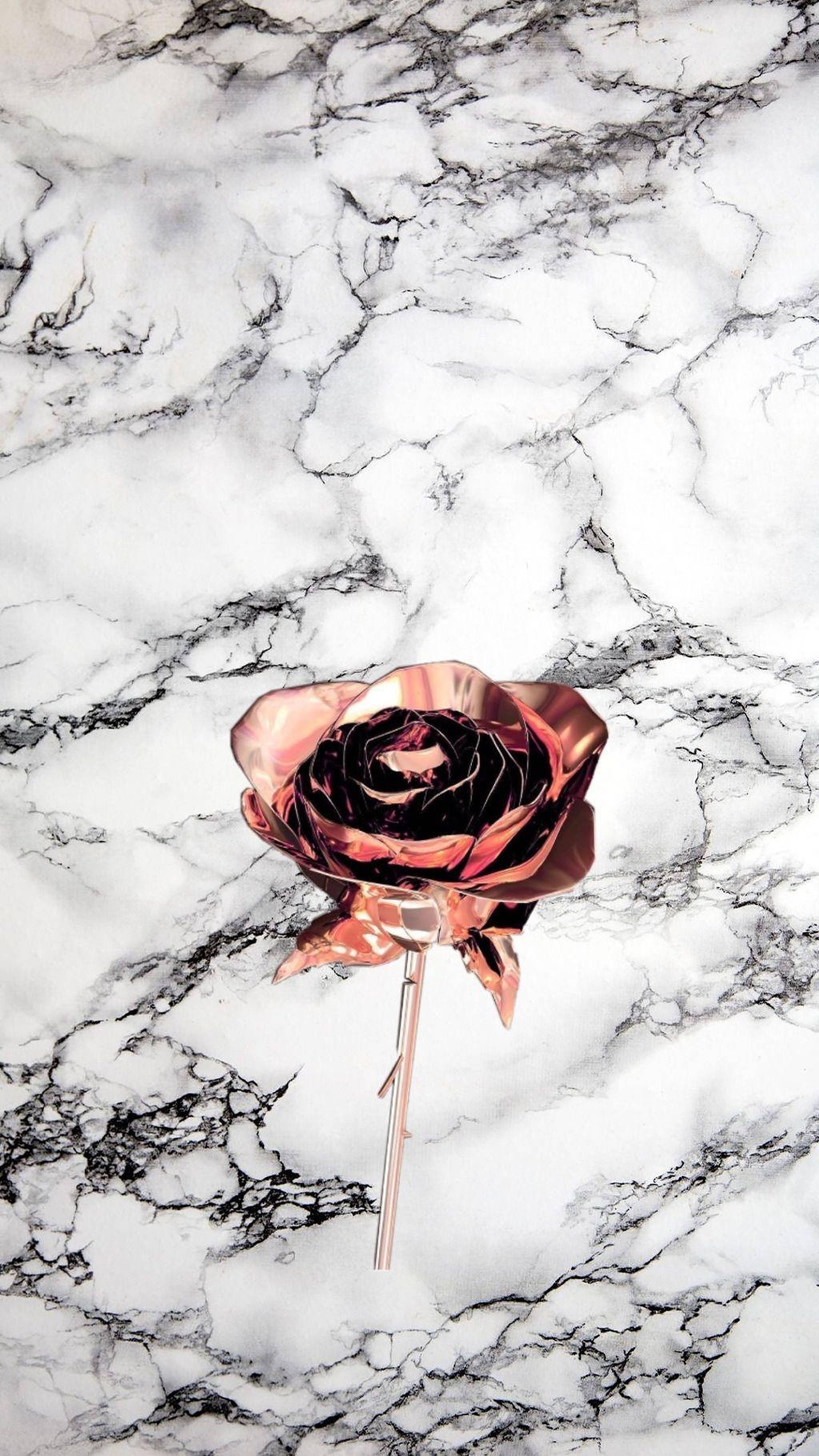 marble rose gold aesthetic, rose gold petals, black center, 2K Phone Wallpaper