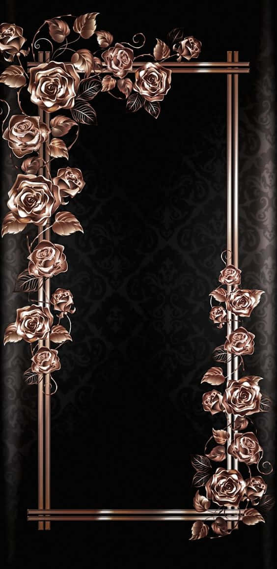 rose gold, black, bronze rose frame, SD Phone Wallpaper