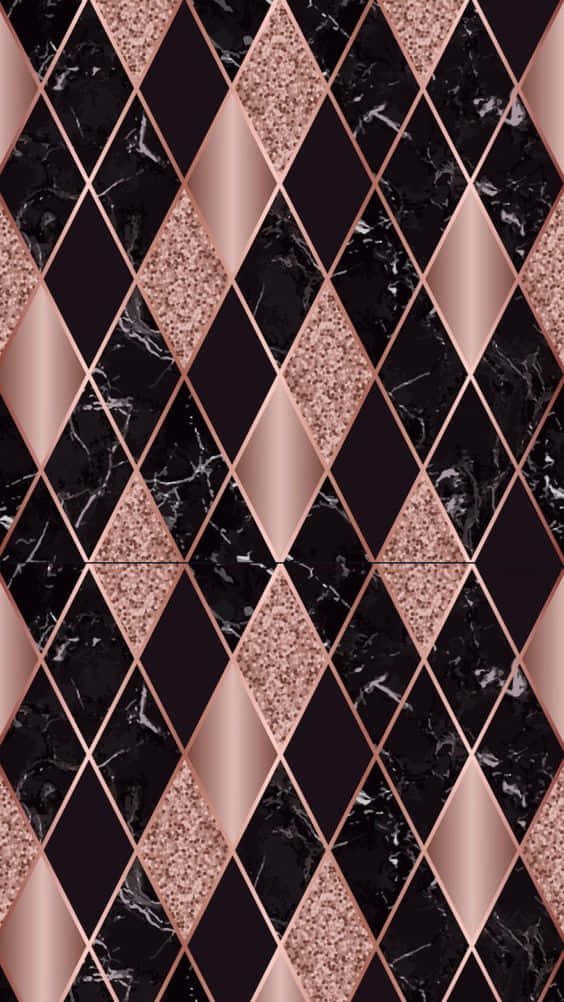 rose gold, black marble, diamond patterns, SD Phone Wallpaper