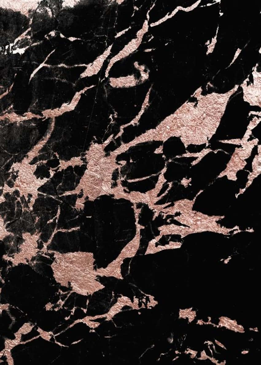 Rose Gold And Black, black marble, rose gold veining, SD Phone Wallpaper