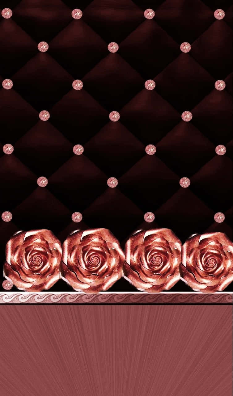 Rose Gold And Black, rose gold roses, dark brown tufted cushions, HD Phone Wallpaper