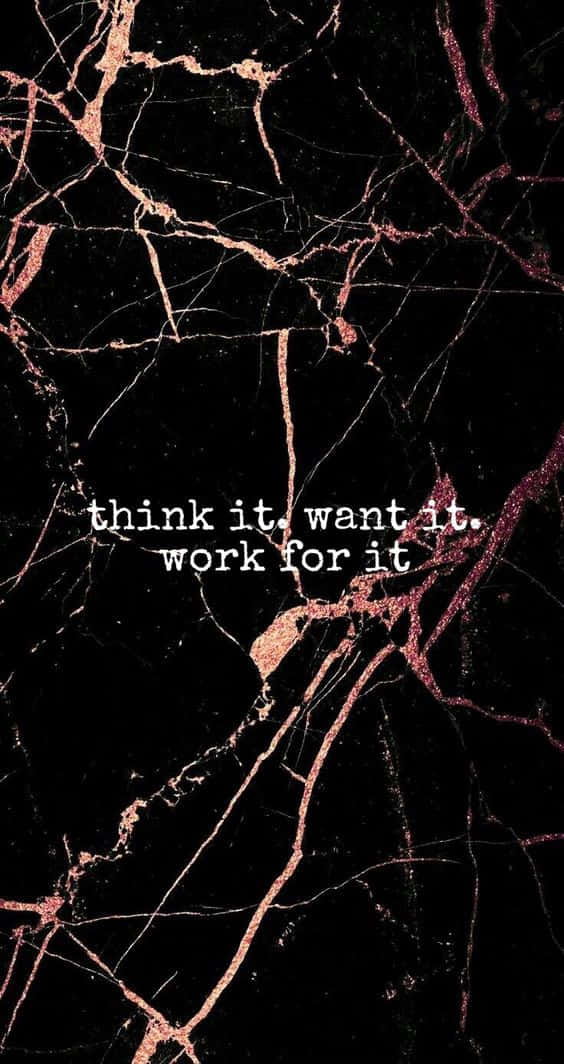 black marble, rose gold veins, white motivational text, SD Phone Wallpaper