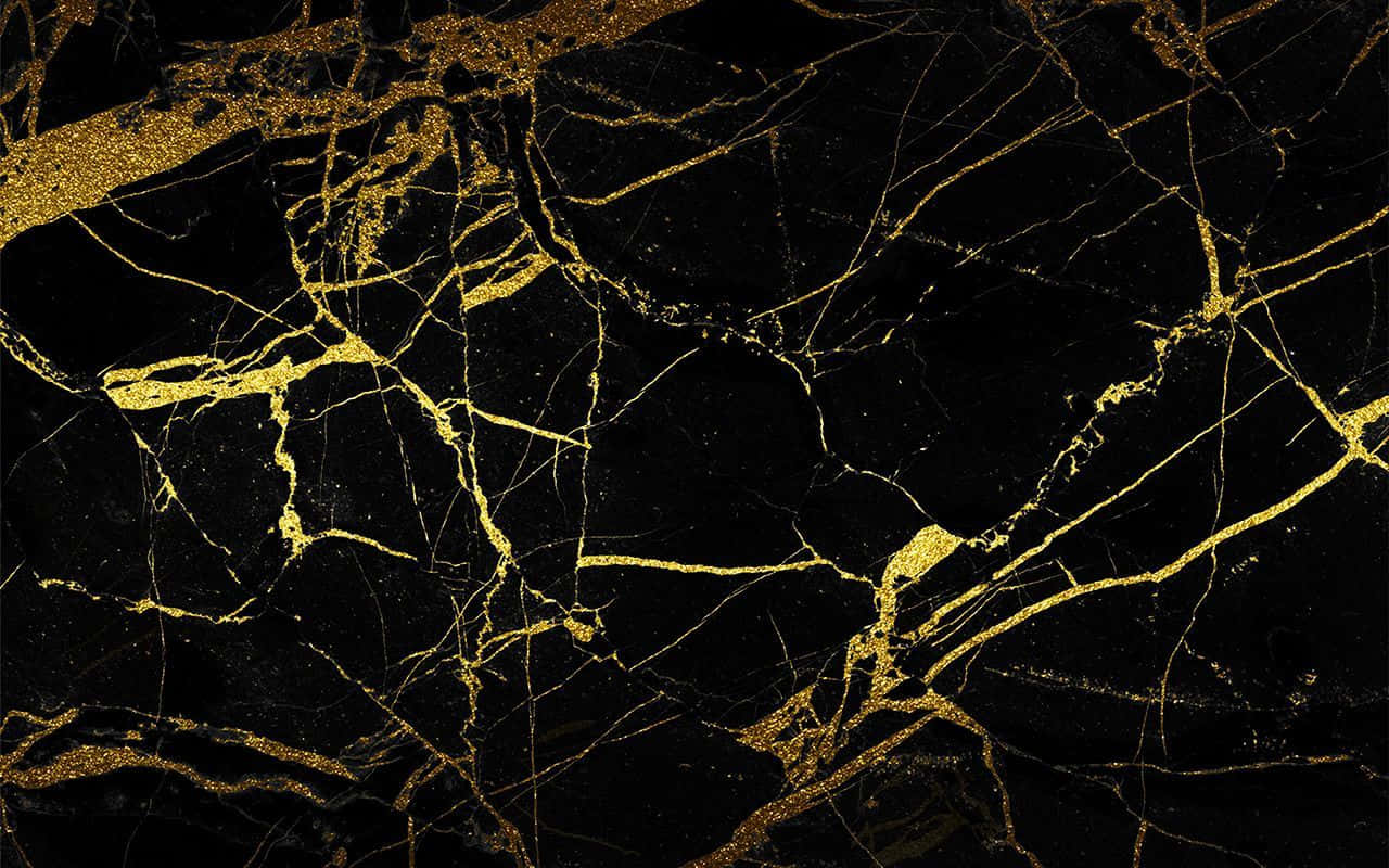 Rose Gold Black Marble, black marble, golden veins, HD Desktop Wallpaper