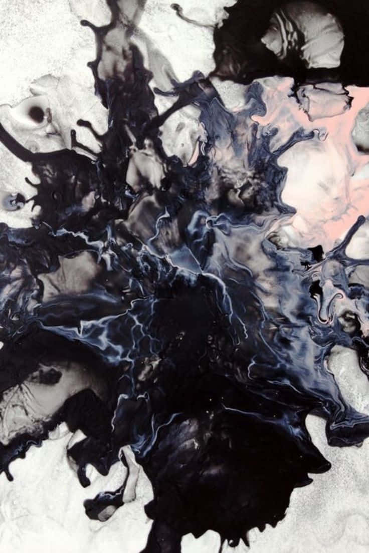 Rose Gold Black Marble, black ink, white background, SD Phone Wallpaper