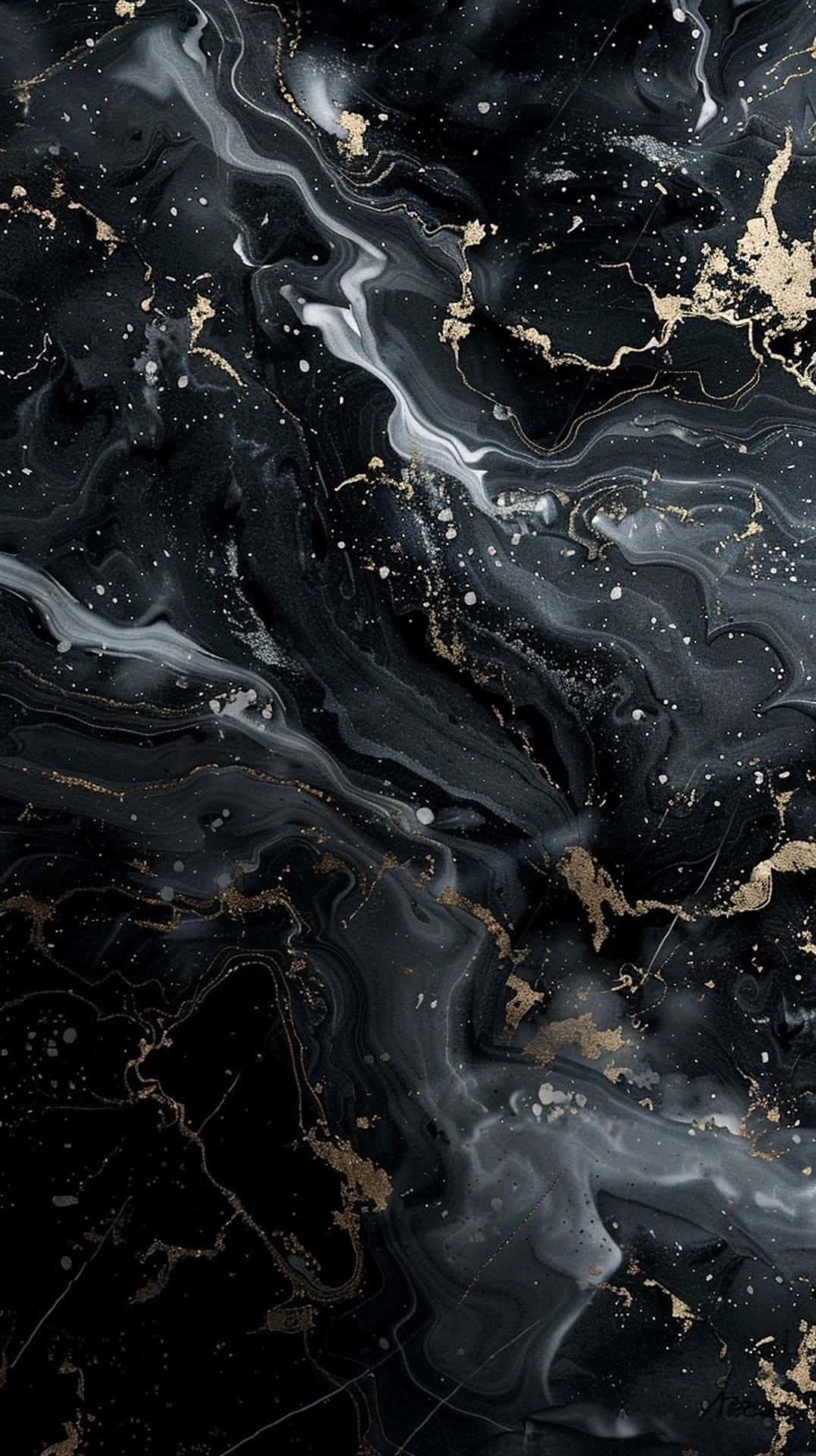 Black Gold Marble, silver veins, gold veins, Full HD Phone Wallpaper