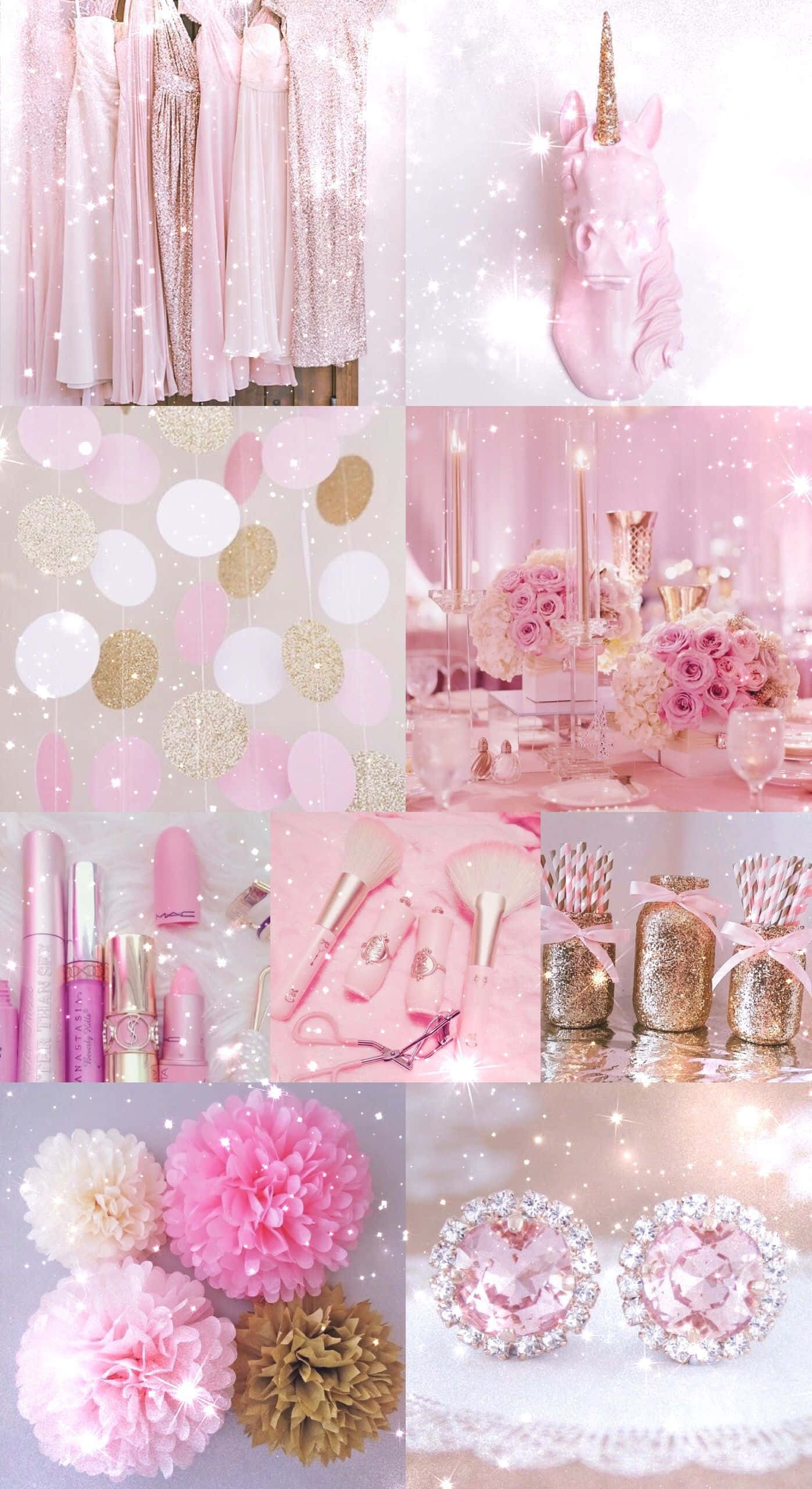 Rose Gold Christmas, pink, gold, 2K Phone Wallpaper