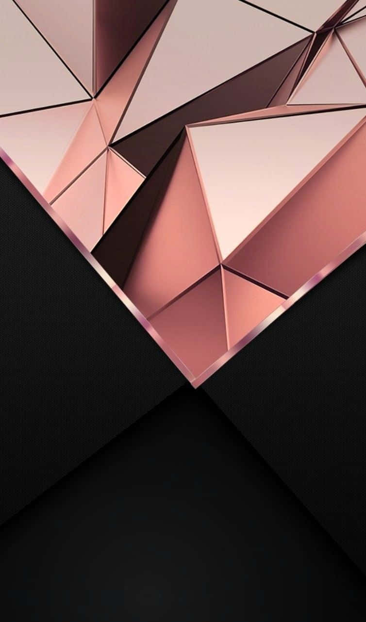 rose gold, black marble, geometric folds, HD Phone Wallpaper