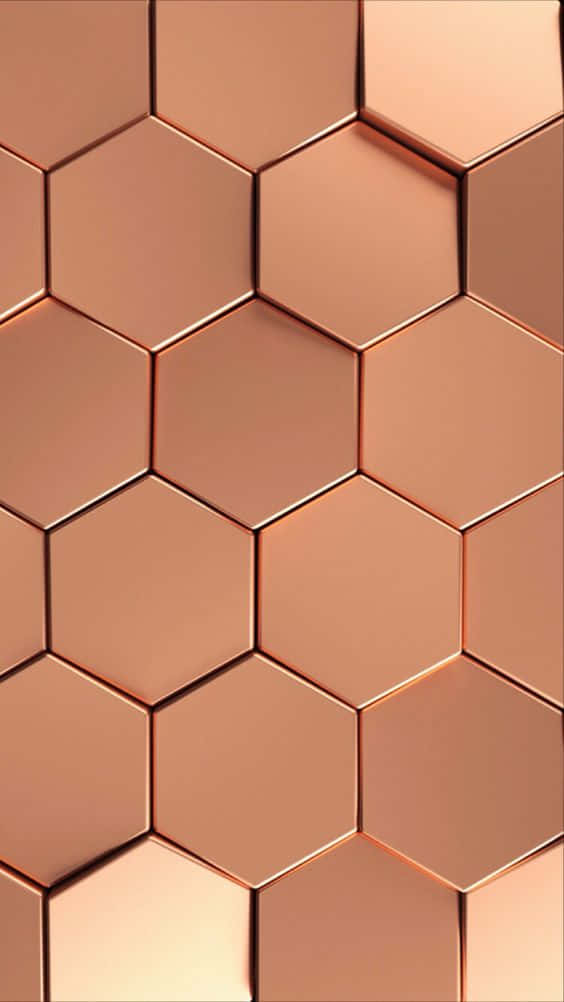 rose gold, copper hexagonal tile, metallic sheen, SD Phone Wallpaper