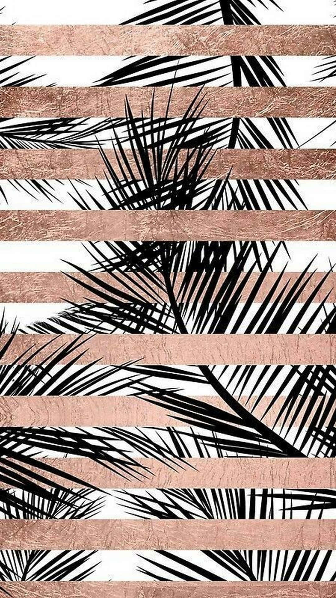 rose gold, palm fronds, black, Full HD Phone Wallpaper