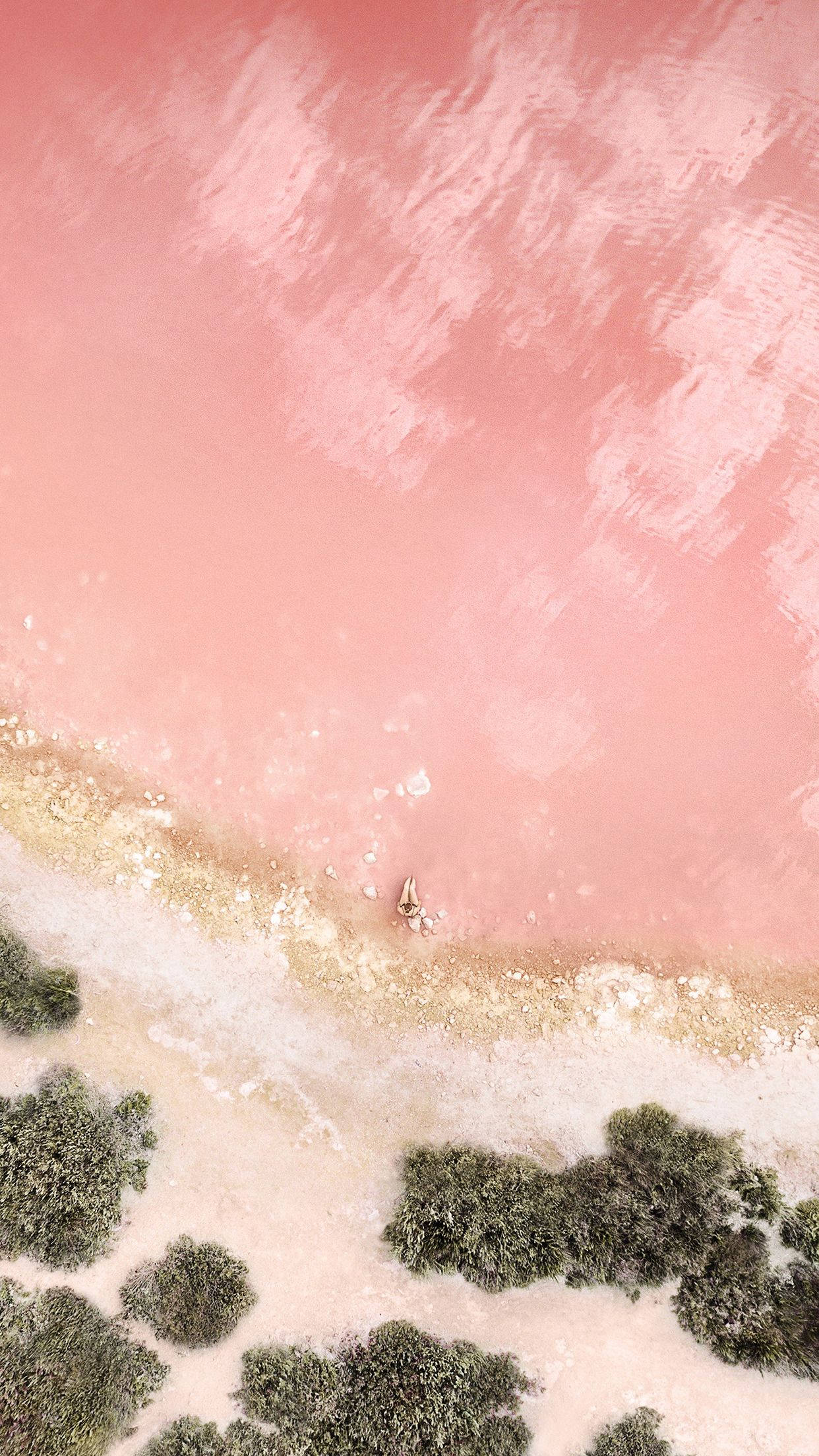 Rose Gold iPad, aerial view, surreal pink salt lake, Full HD Phone Wallpaper