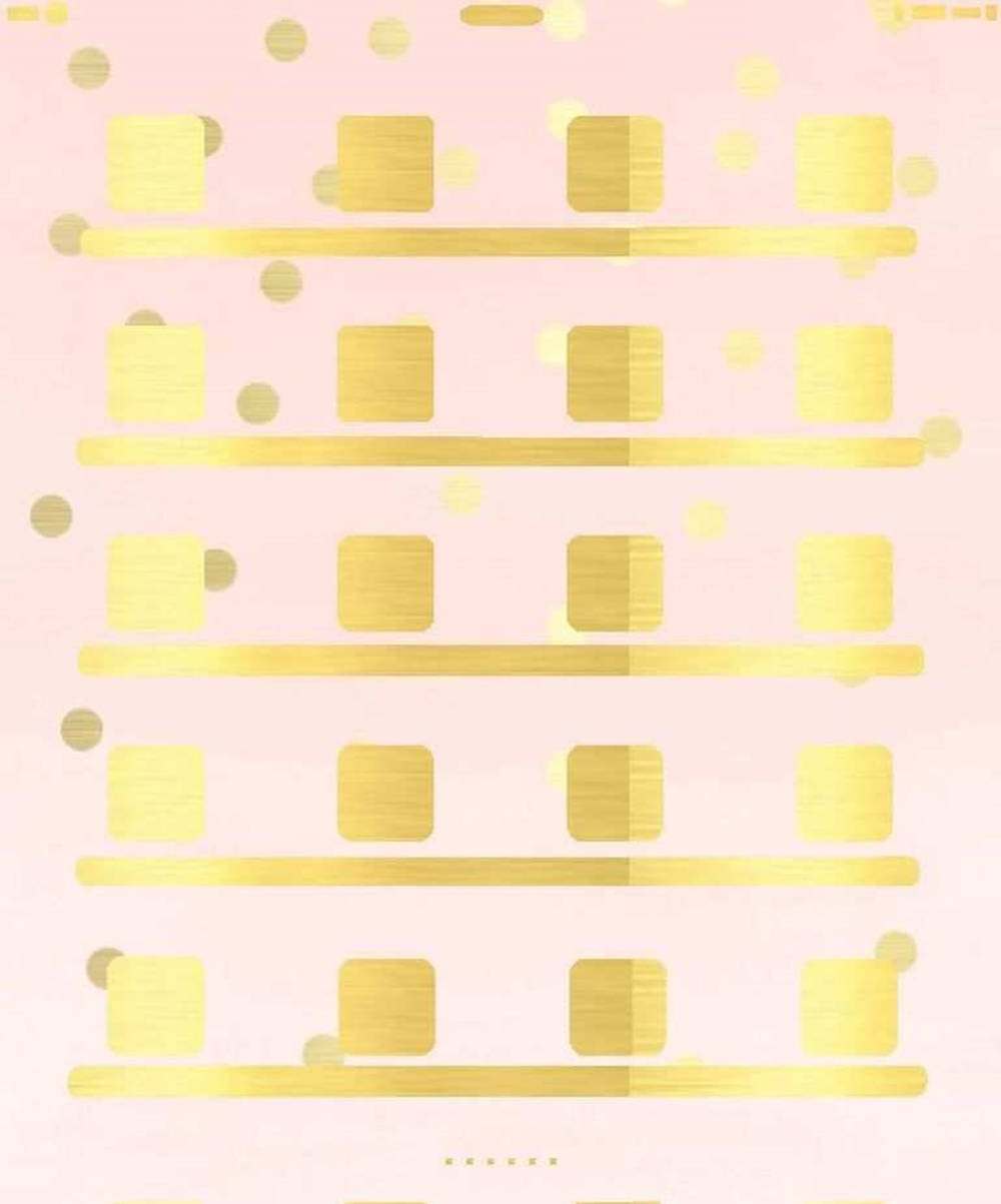 Rose Gold iPad, gold horizontal bars, gold squares, SD Phone Wallpaper