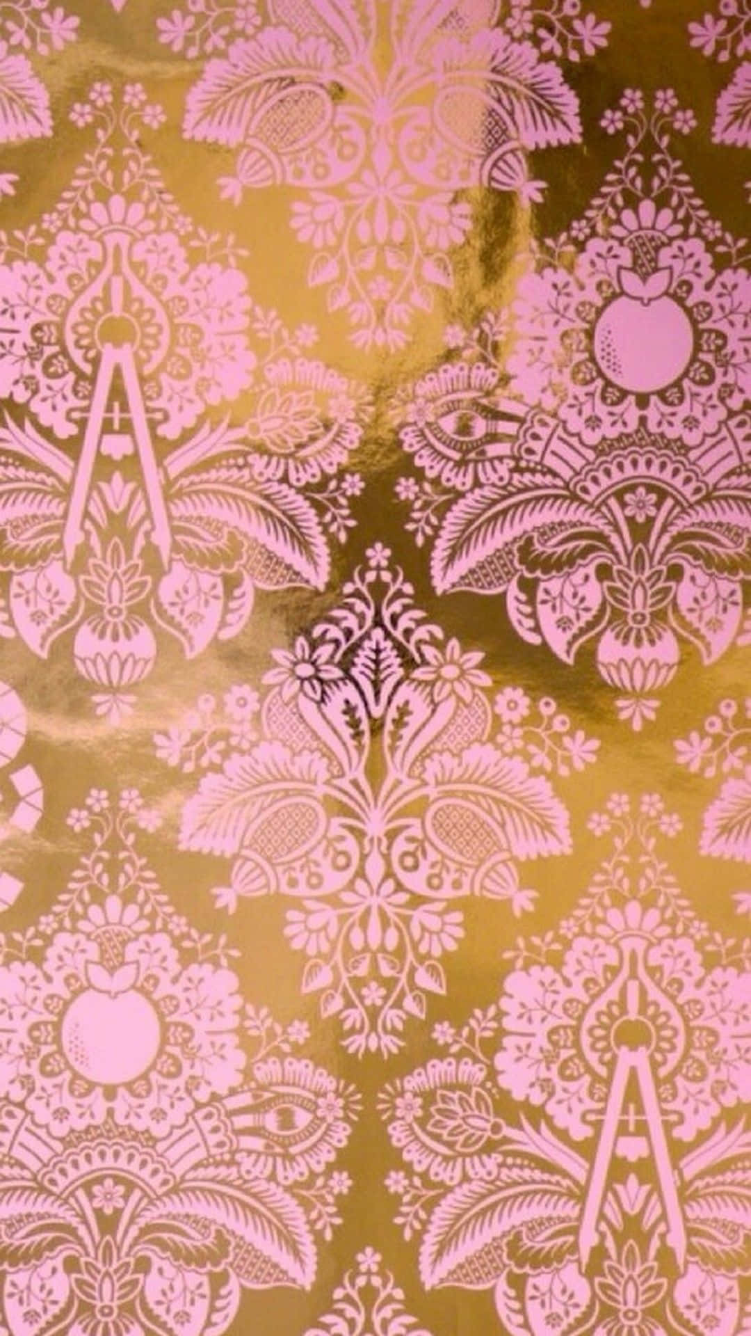 Rose Gold iPhone 5, floral damask, pink, Full HD Phone Wallpaper