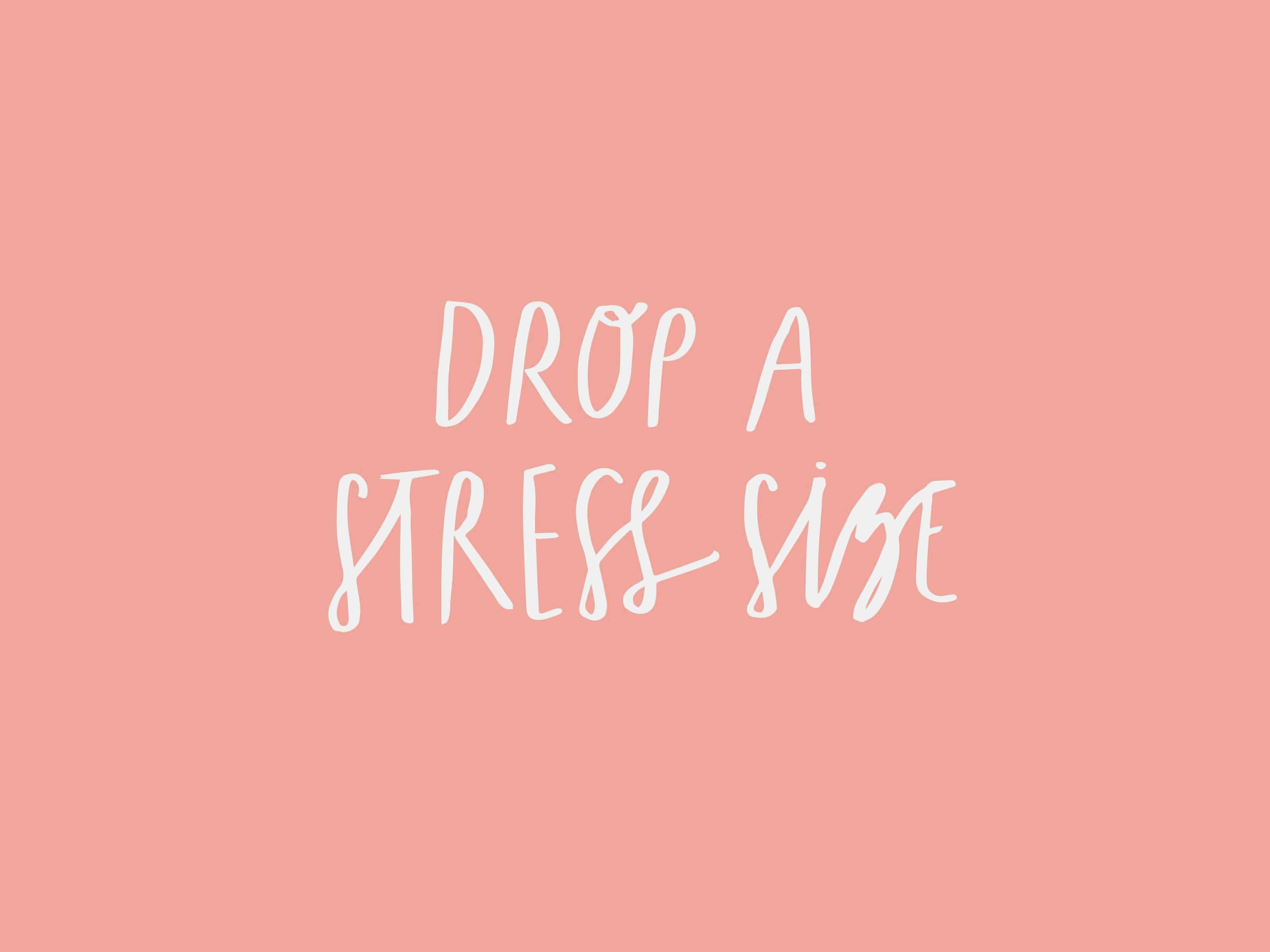 rose gold laptop, white handwritten text, drop a stress size, 2K Desktop Wallpaper