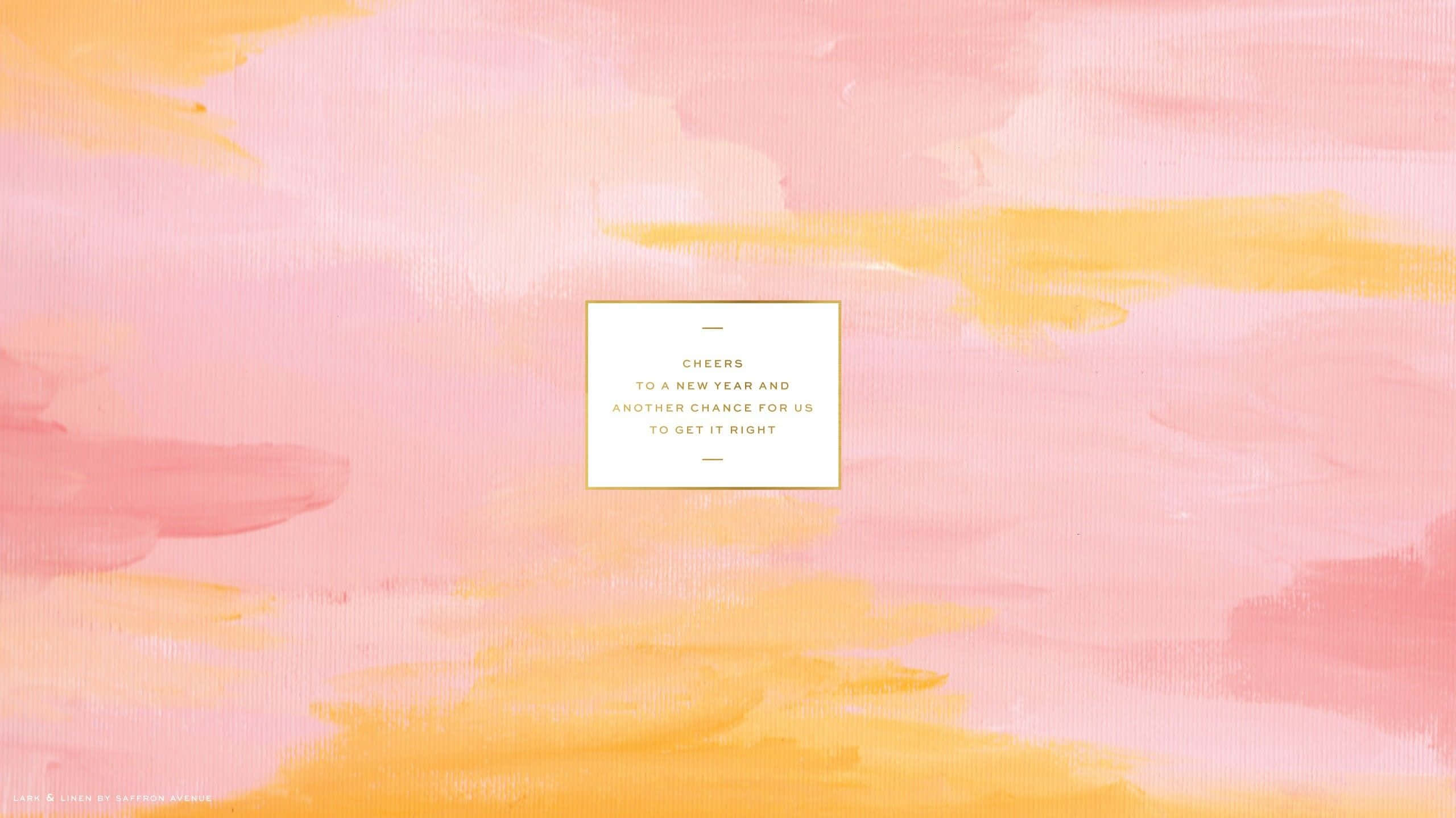 Rose Gold Laptop, white box, gold text, 2K Desktop Wallpaper