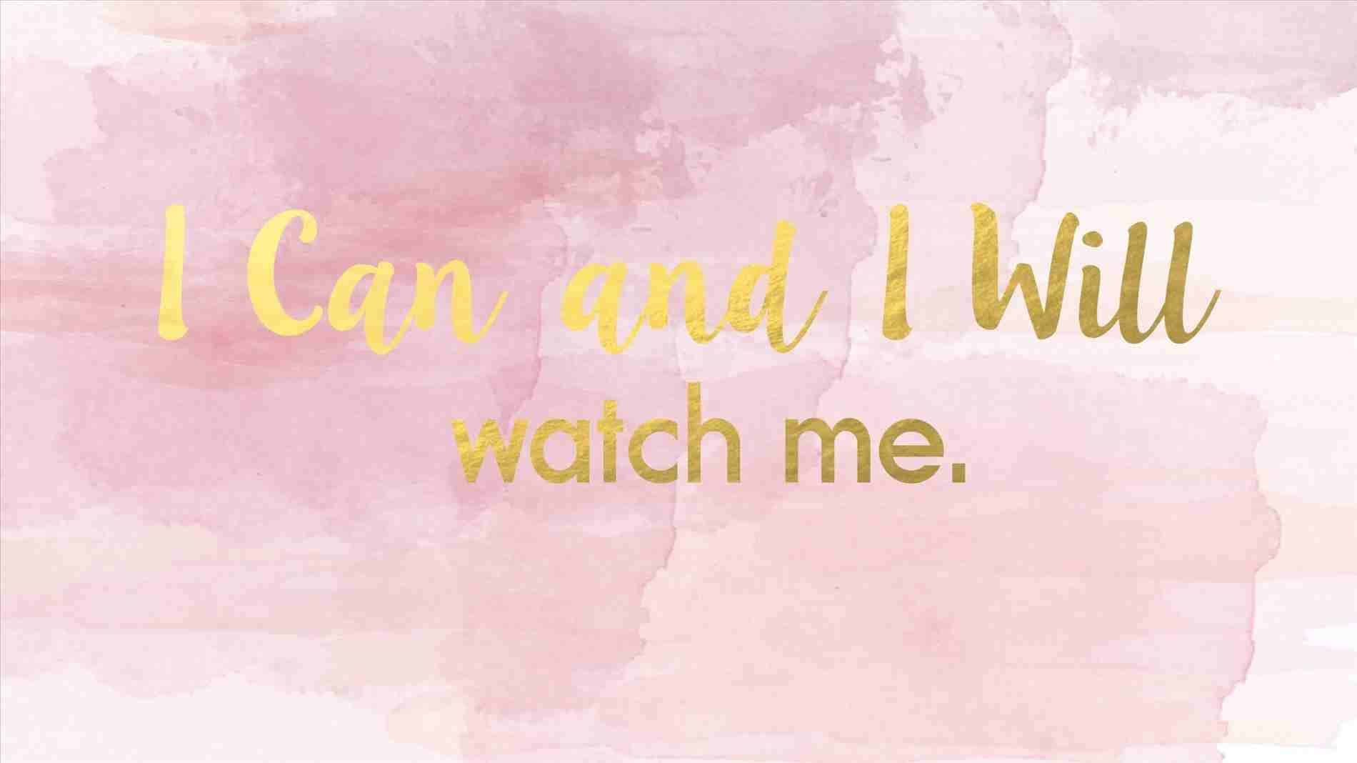 rose gold laptop, golden cursive text, I Can and I Will watch me, HD Desktop Wallpaper