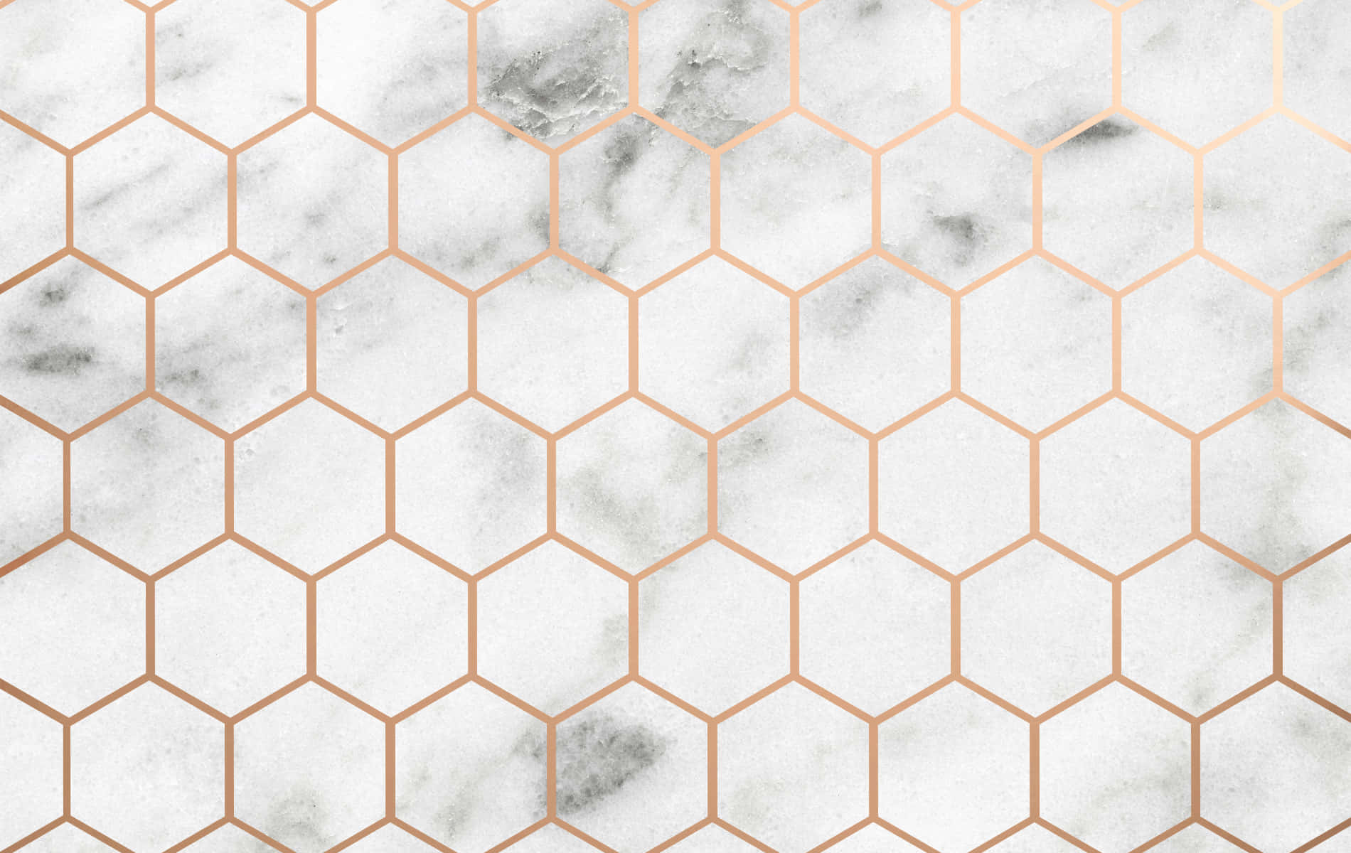 rose gold, white marble surface, hexagonal grid pattern, HD Desktop Wallpaper