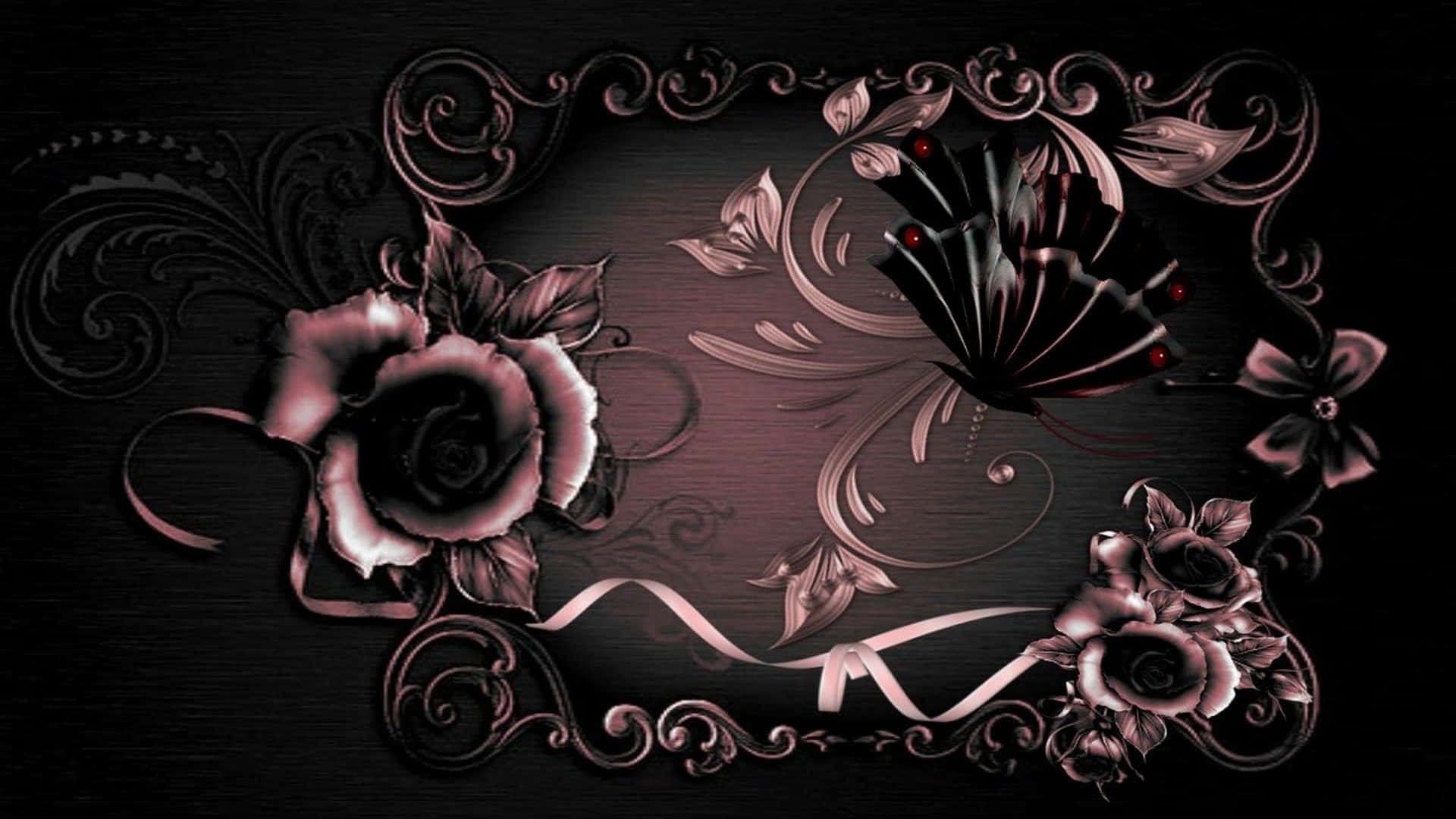 Rose Gold Desktop, pinkish hue, dark roses, Full HD Desktop Wallpaper
