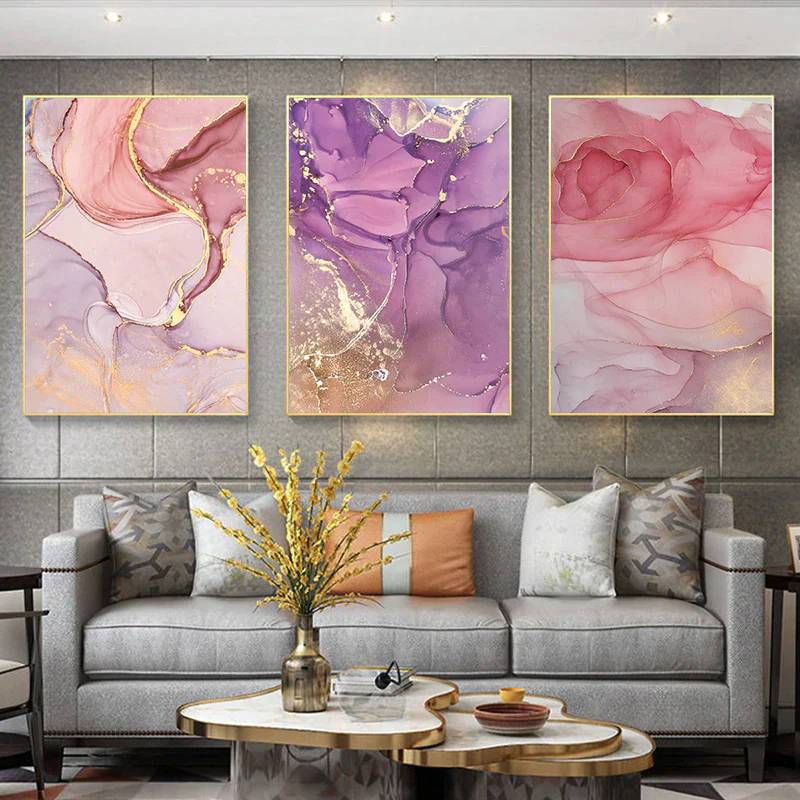 Rose Gold Marble, gold-accented, pink, SD Desktop Wallpaper