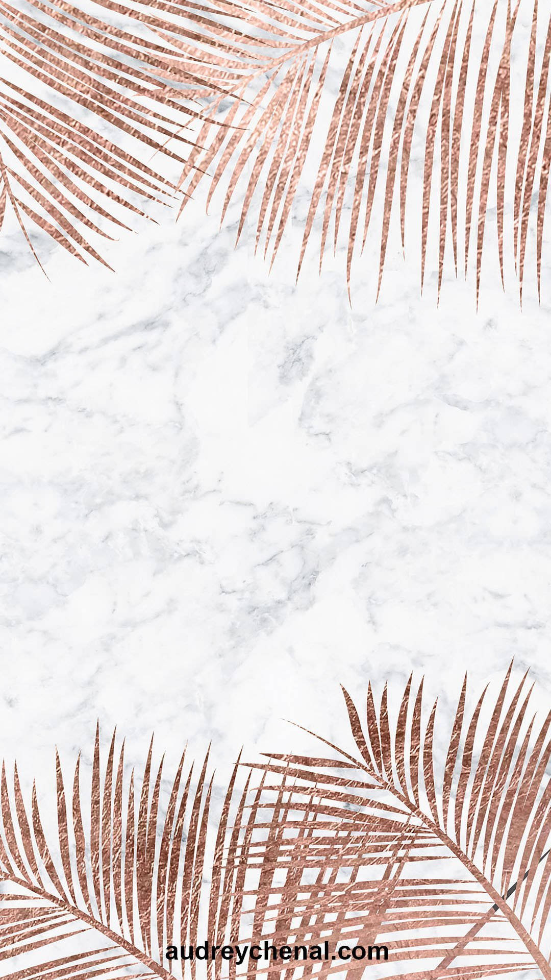 Rose Gold Ombre, rose gold, palm fronds, Full HD Phone Wallpaper