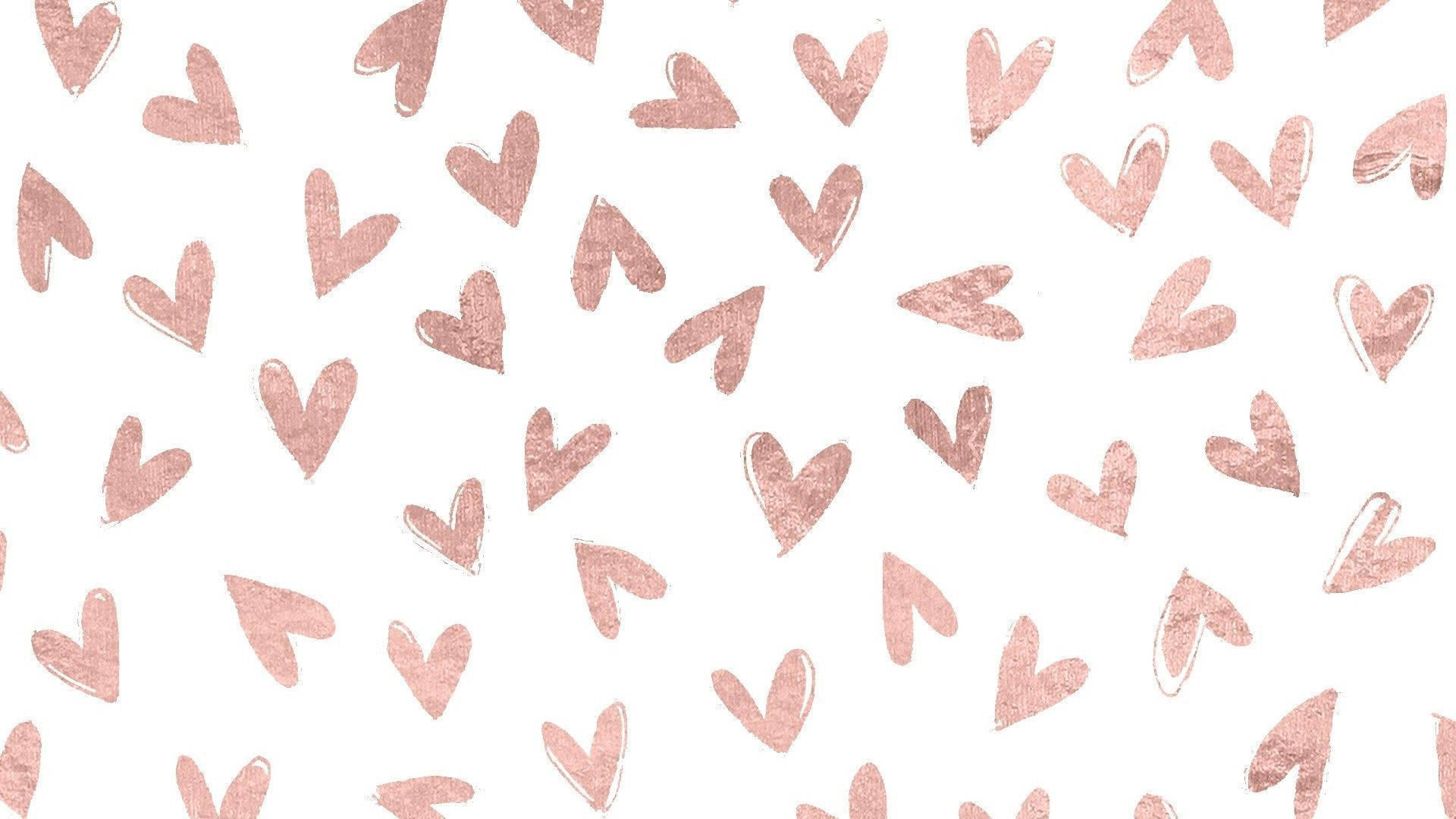 rose gold hearts, textured brushstroke edges, clean white background, Full HD Desktop Wallpaper