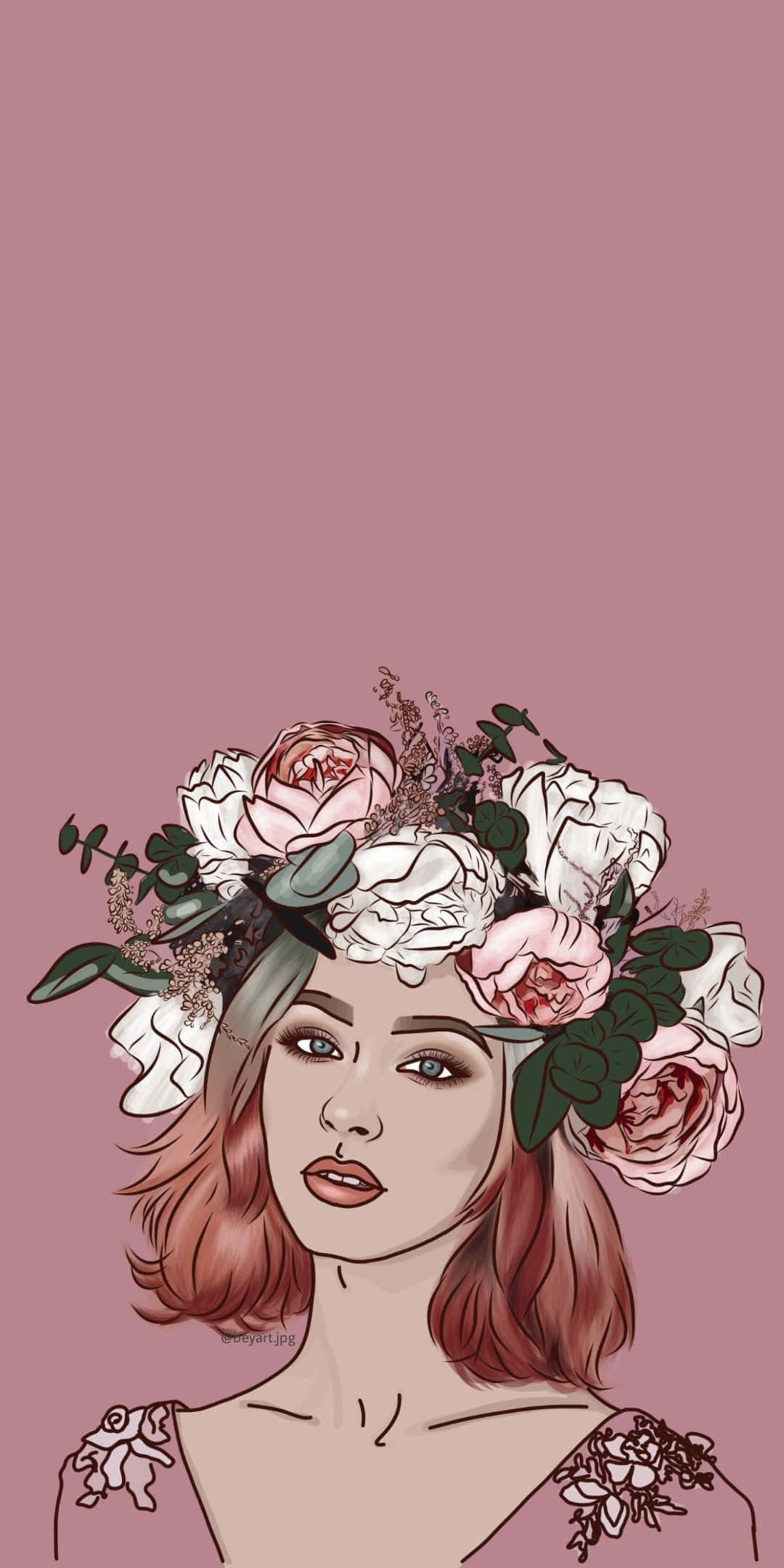 Rose Gold Shades, pink and white roses, mauve background, Full HD Phone Wallpaper