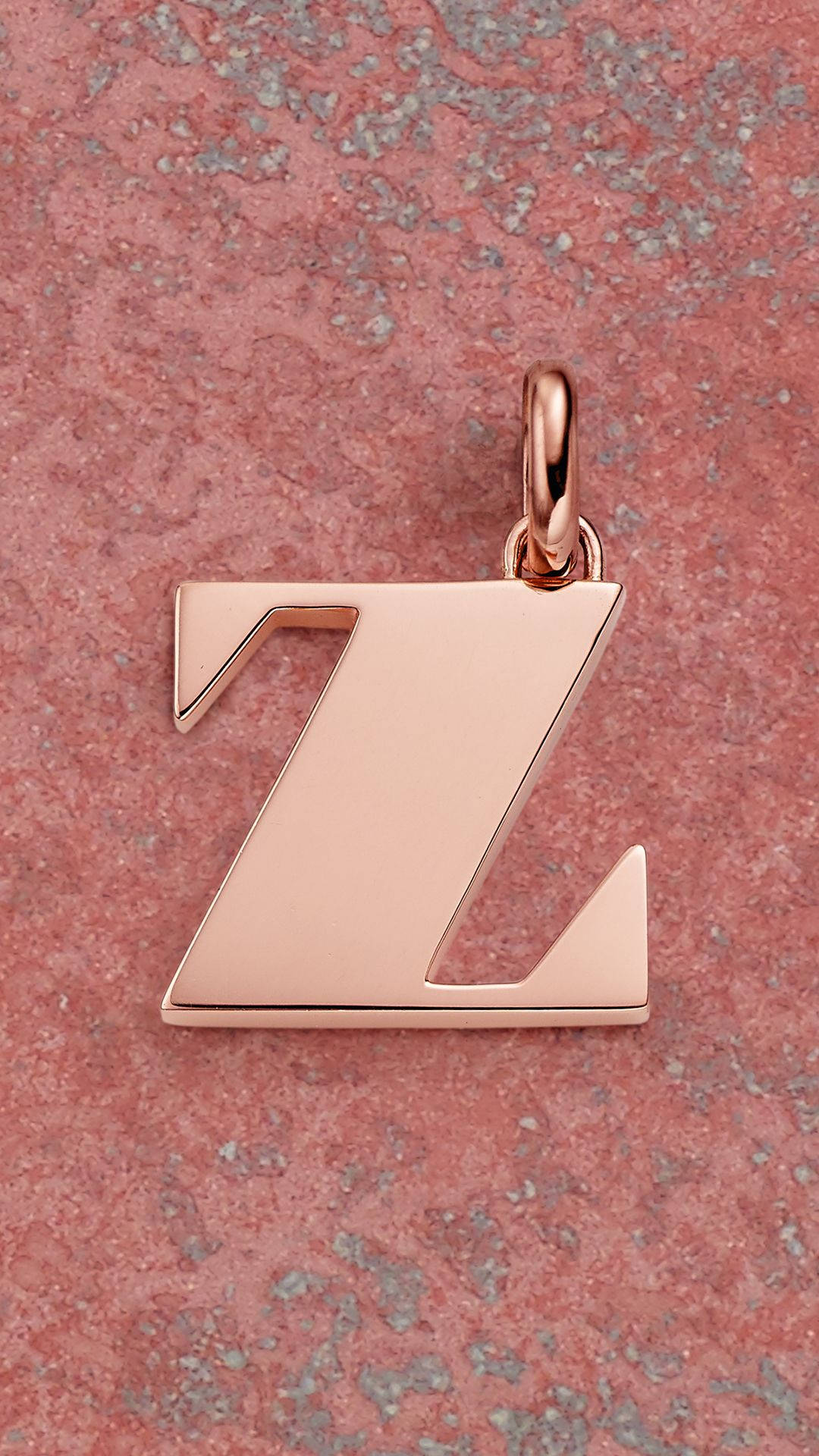 rose gold, letter Z pendant, pink stone surface, Full HD Phone Wallpaper