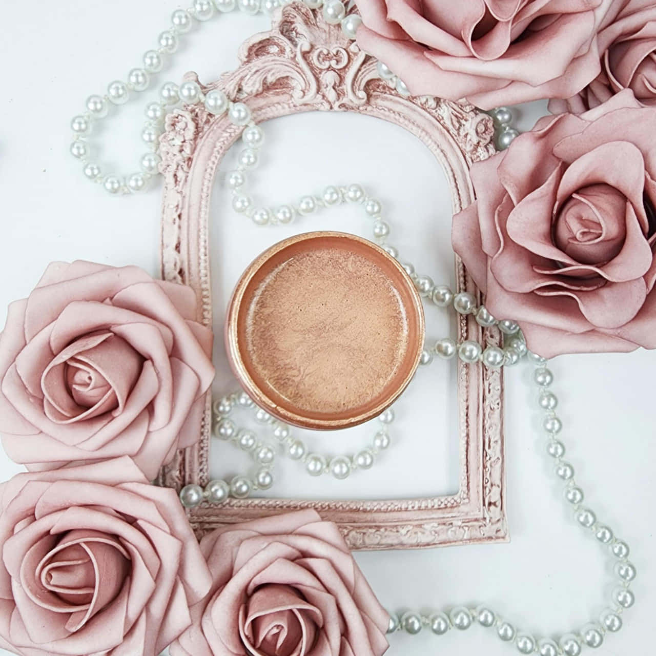 rose gold aesthetic, vintage pink frame, bronze compact, HD Desktop Wallpaper